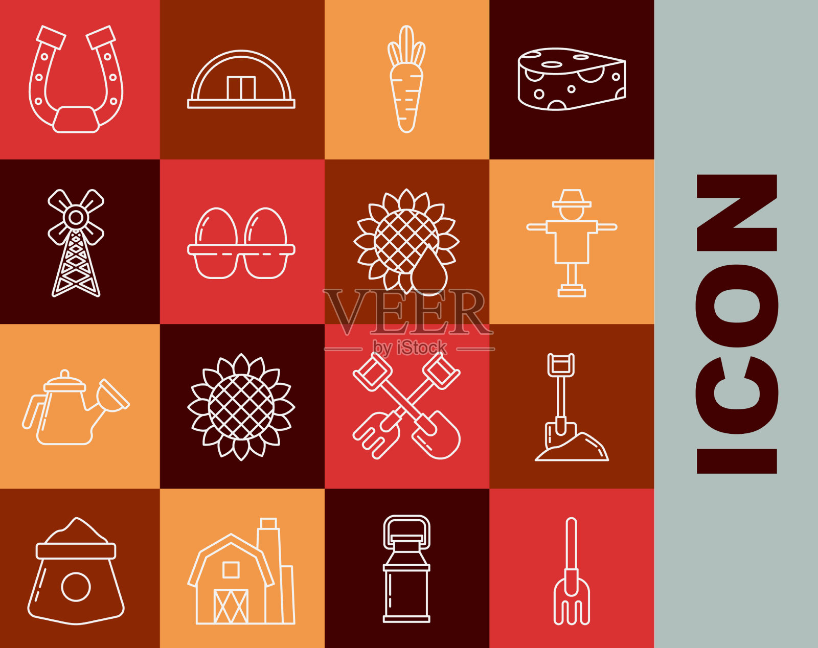 花园设线耙铲在地上图标素材