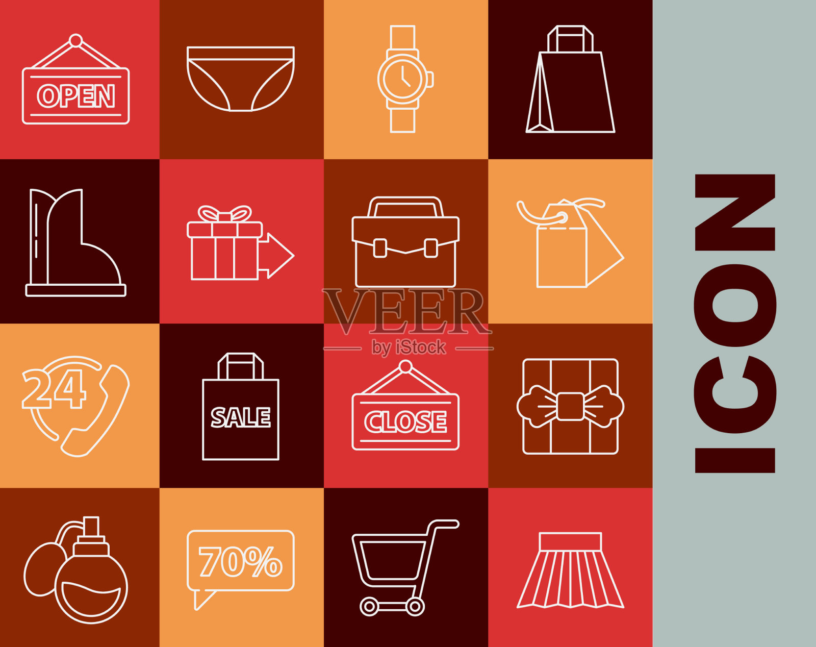 定线裙礼盒空白标签模板图标素材