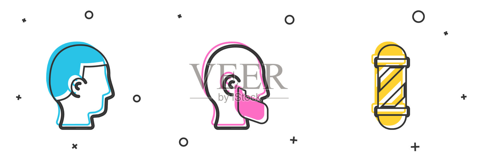 男士须及胡须的发型图标素材