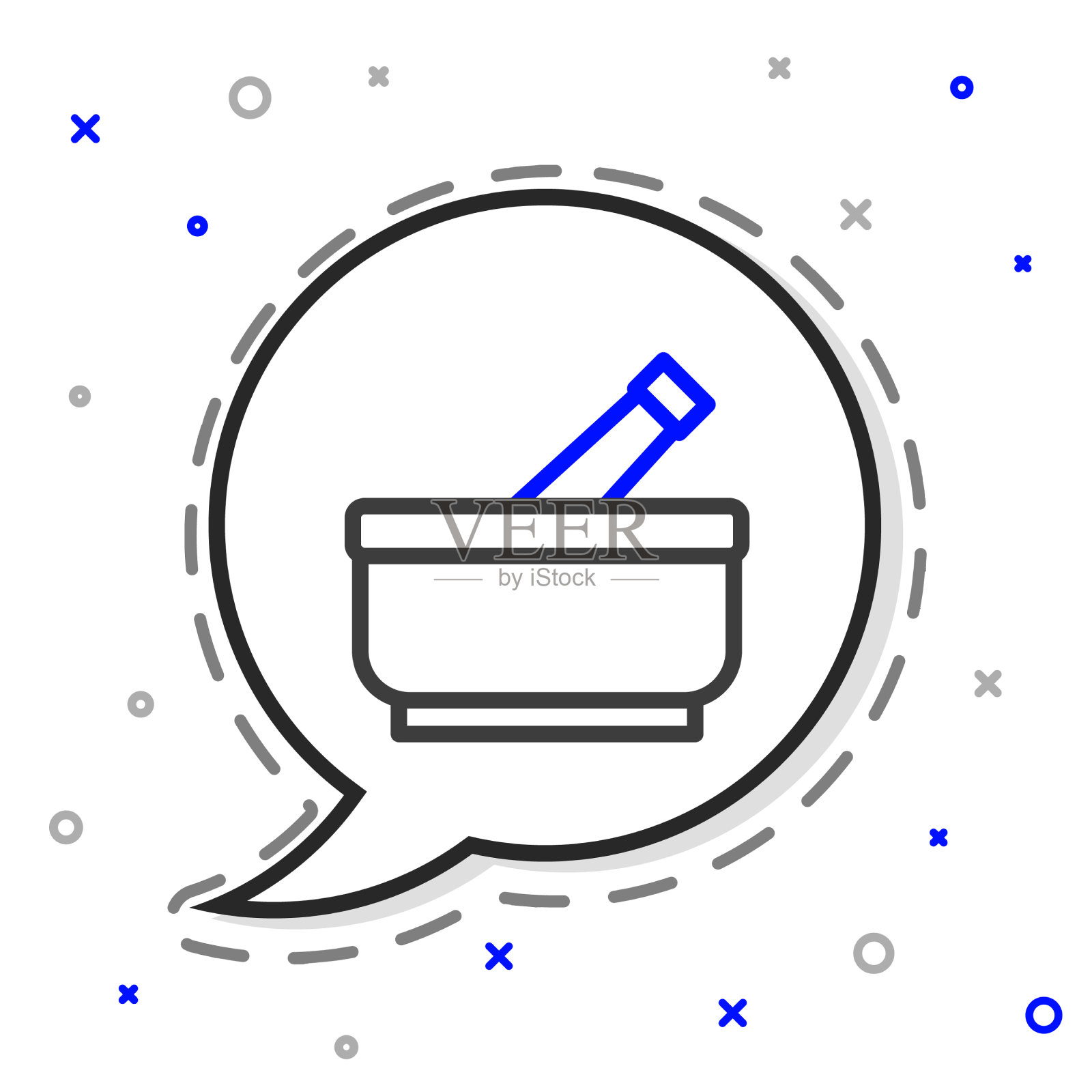 线臼和杵图标孤立的白色插画图片素材