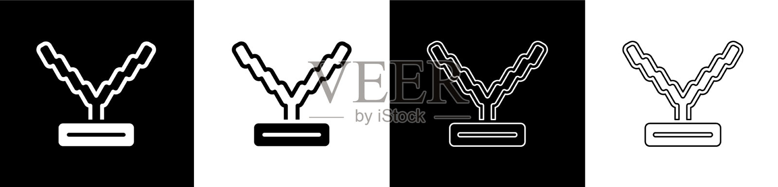 设置说唱歌手链图标孤立的黑色和白色图标素材