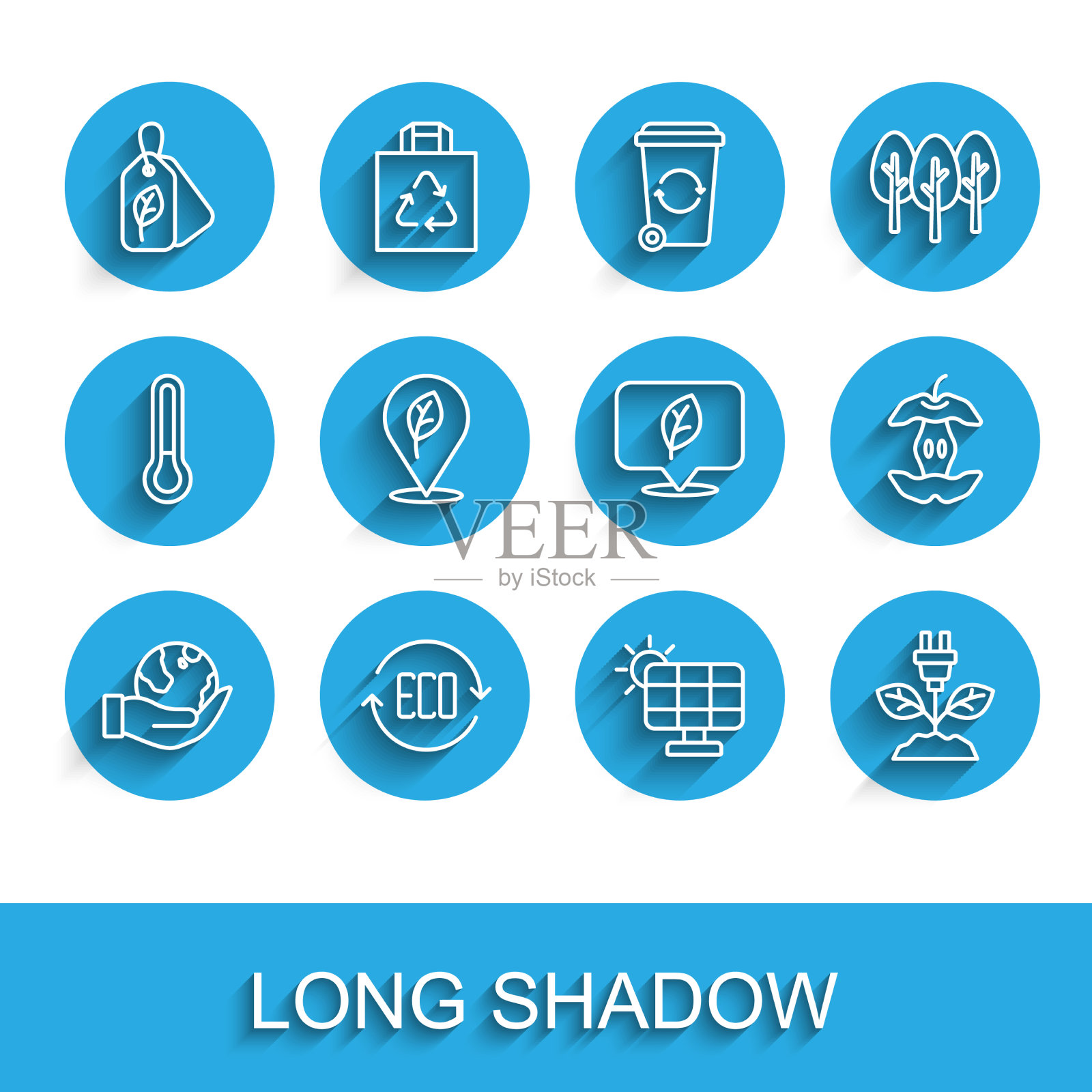 设线手握地球仪树叶生态符号图标素材