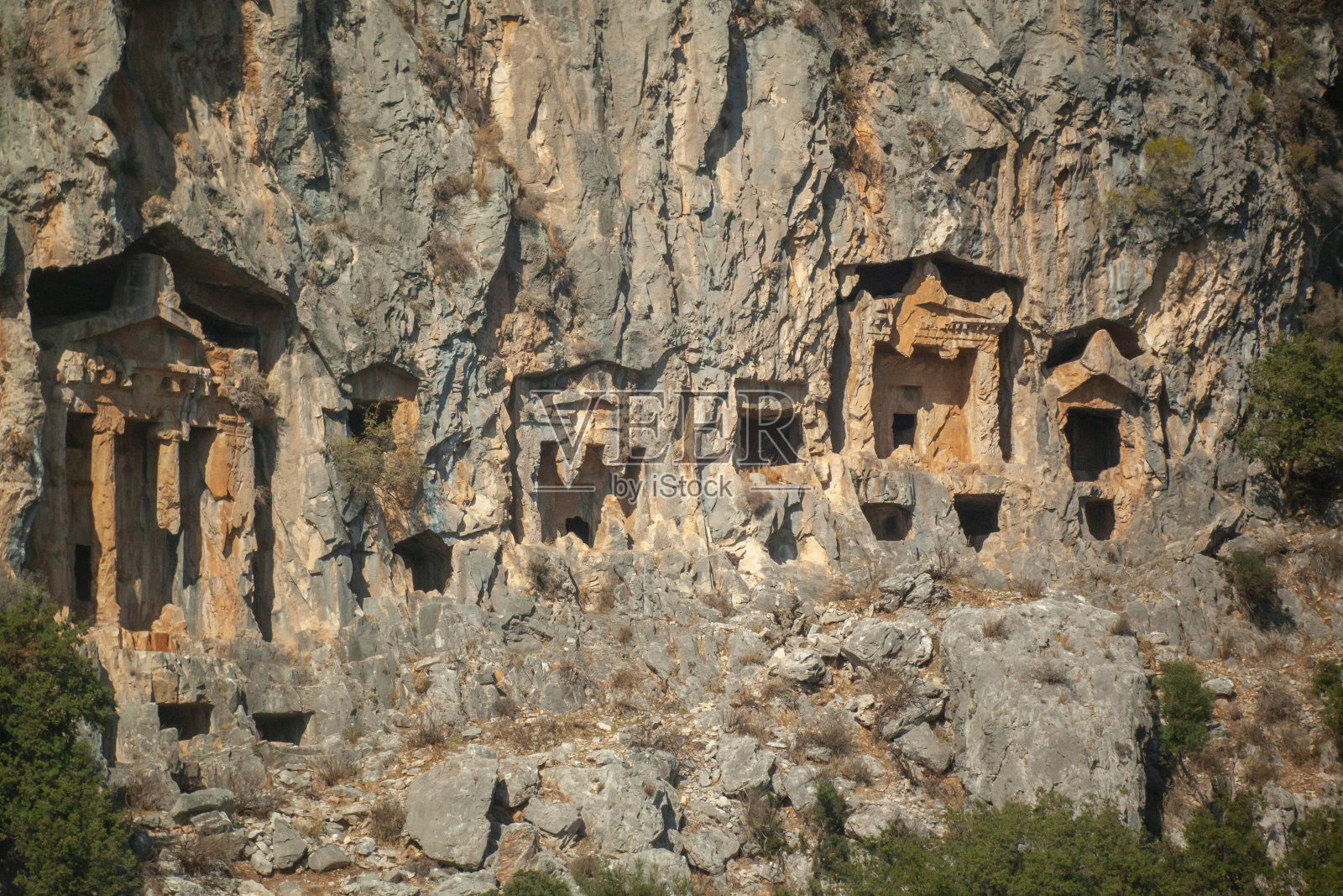 岩石的坟墓,Dalyan照片摄影图片