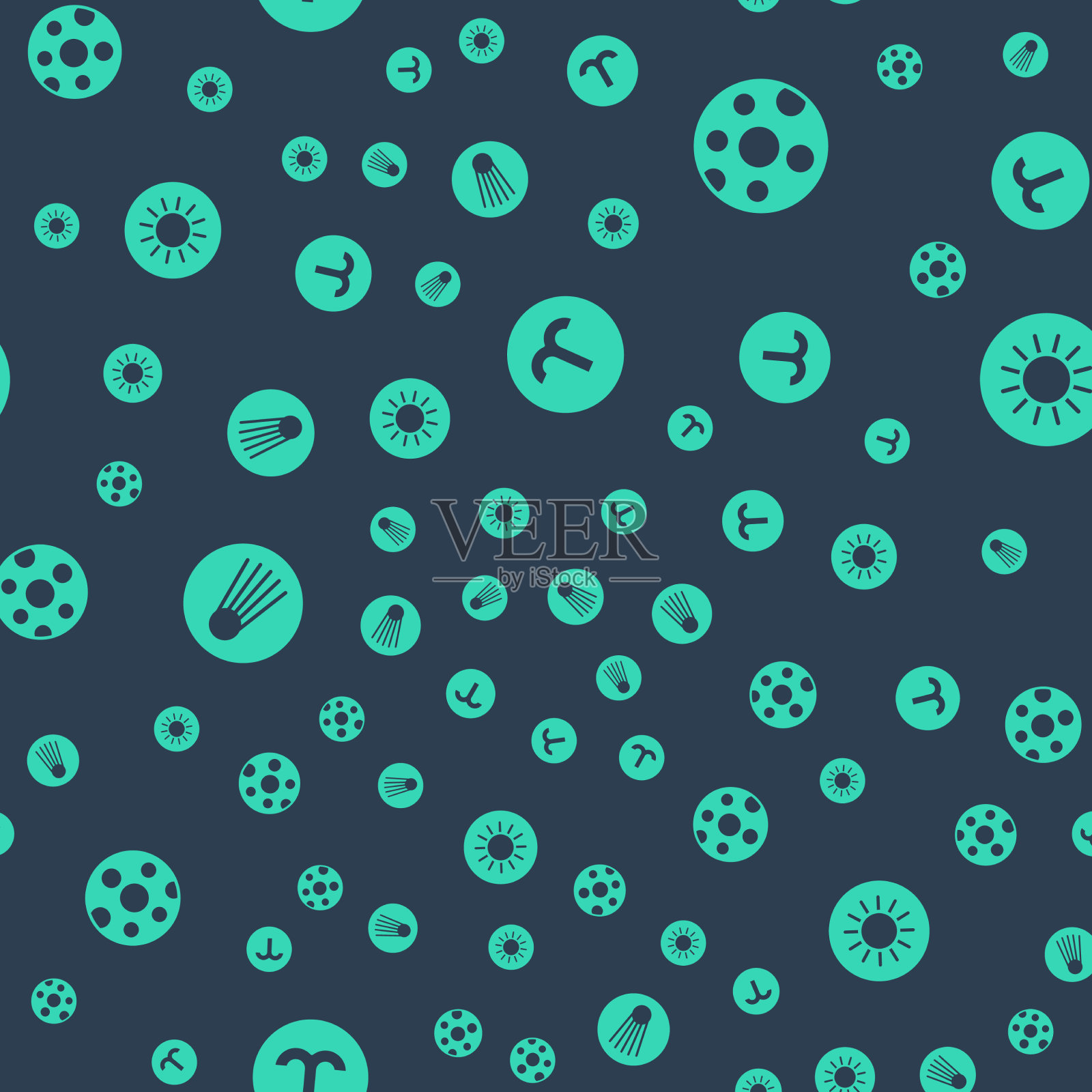 设置白羊座十二宫，满月彗星和太阳图标素材