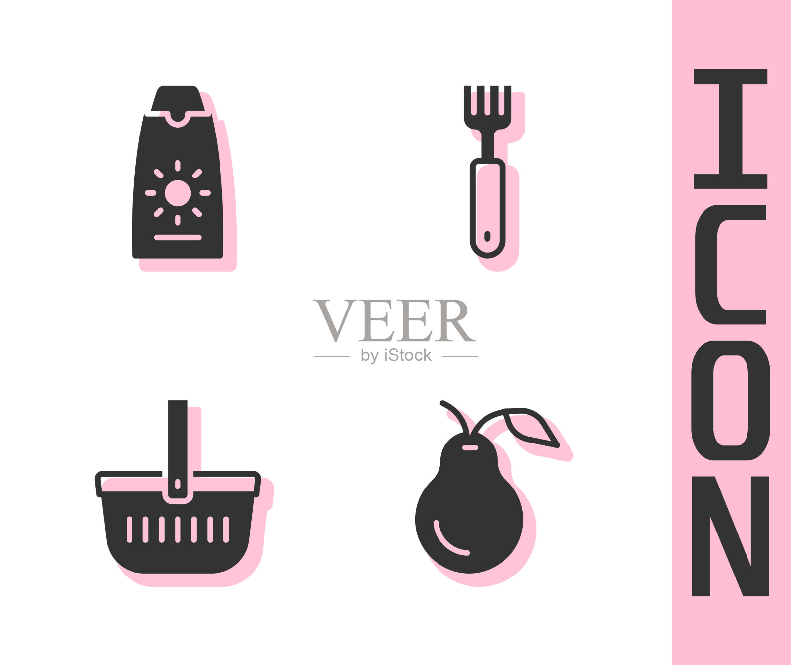 把梨防晒霜放在野餐篮子里图标素材