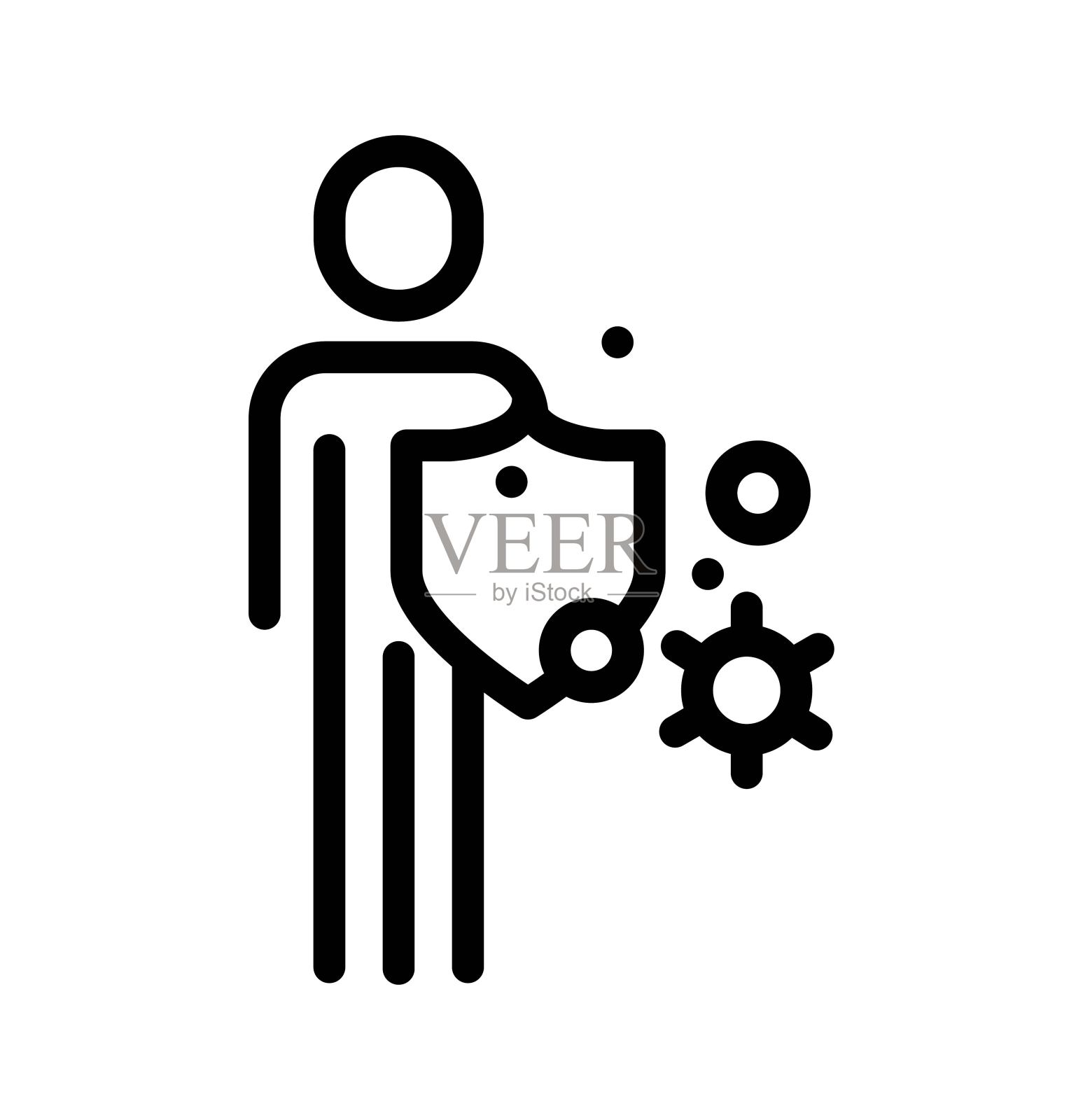 病毒和盾牌，免疫系统图标插画图片素材