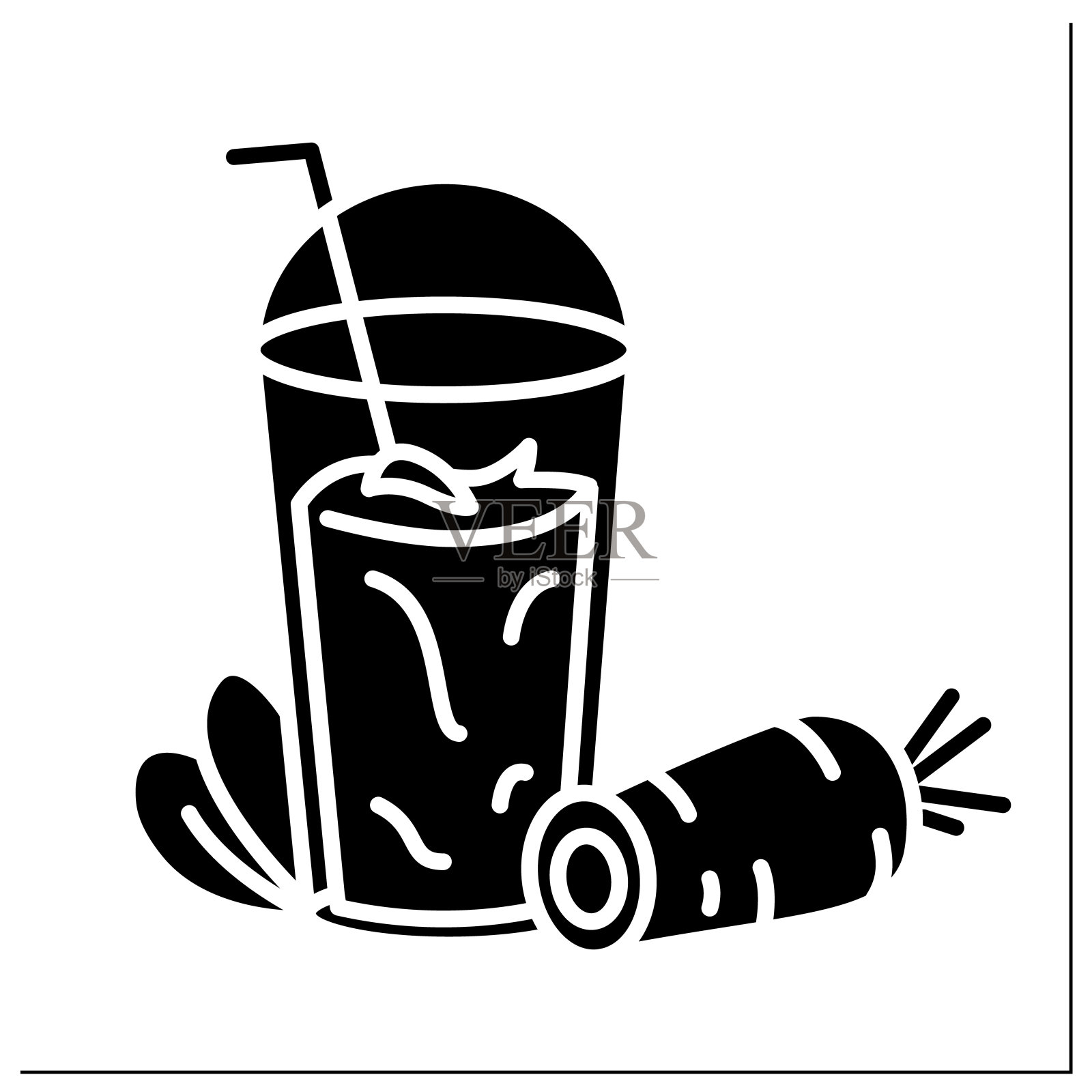 胡萝卜奶昔鸡尾酒字形图标插画图片素材