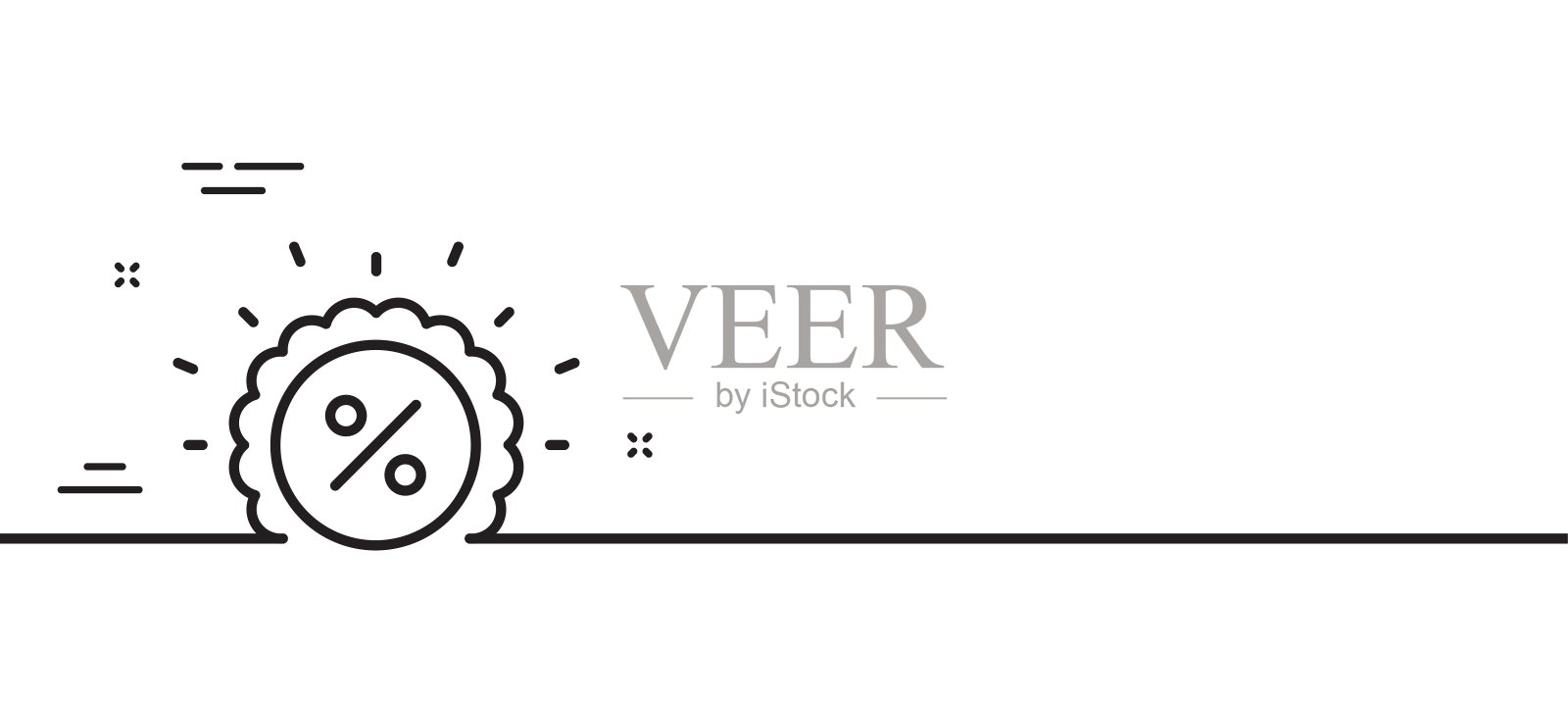 折扣标签行图标。销售提供信号。最小的线条图案横幅。向量插画图片素材