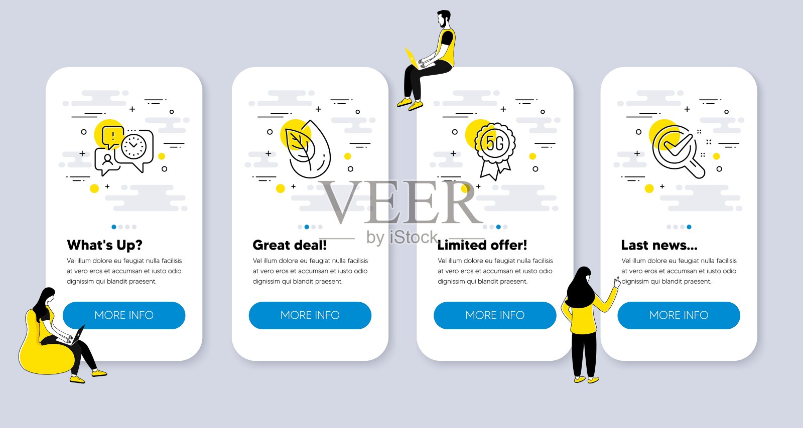 Vector Set of Science图标与有机产品、时间管理和5g技术相关。向量插画图片素材