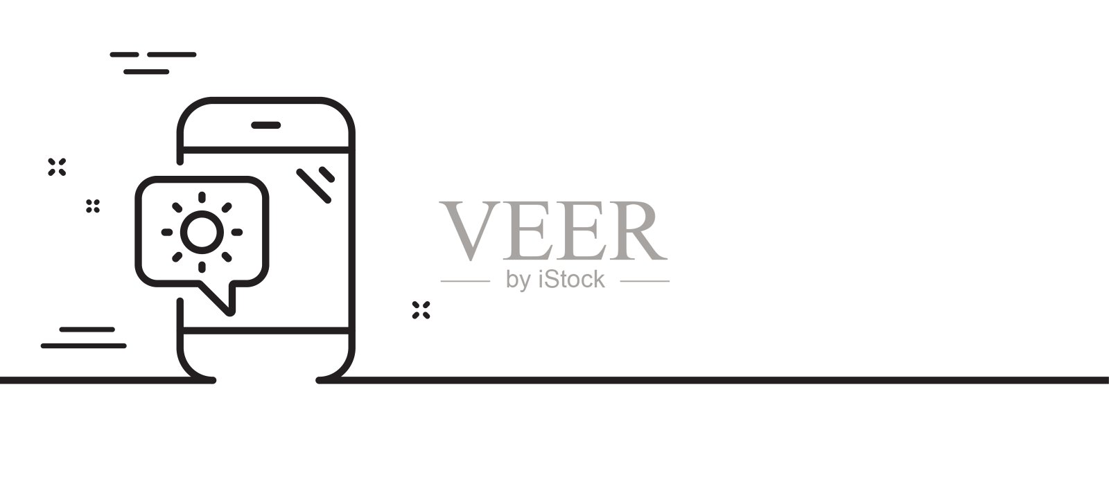 天气电话线路图标。旅游设备的信号。最小的线条图案横幅。向量插画图片素材