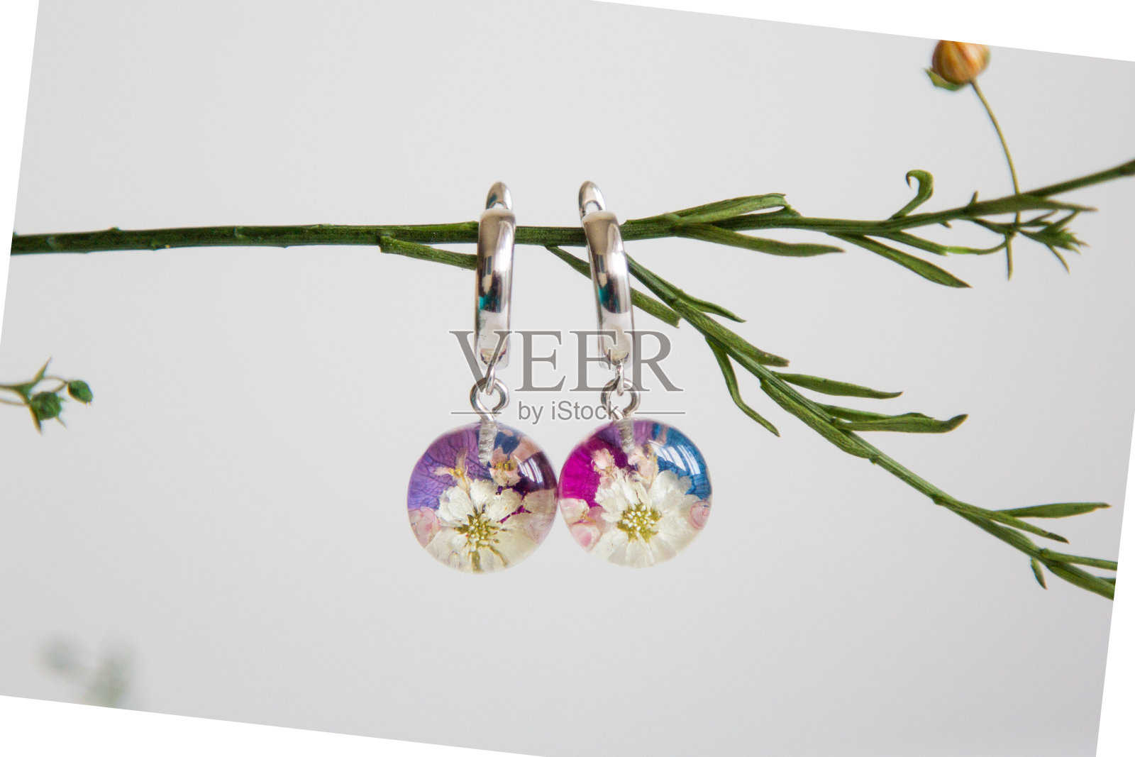 真花环氧树脂，珠宝照片摄影图片