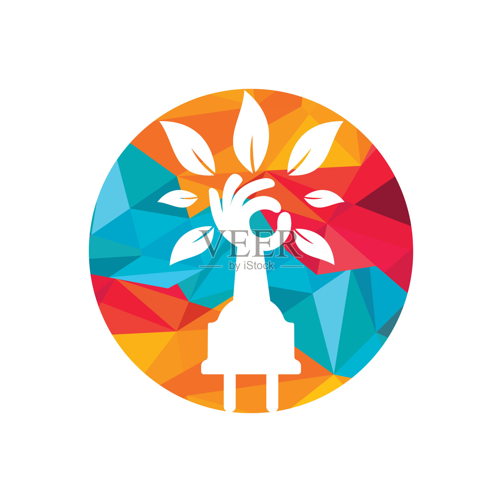 电线和手树矢量标志设计。插画图片素材