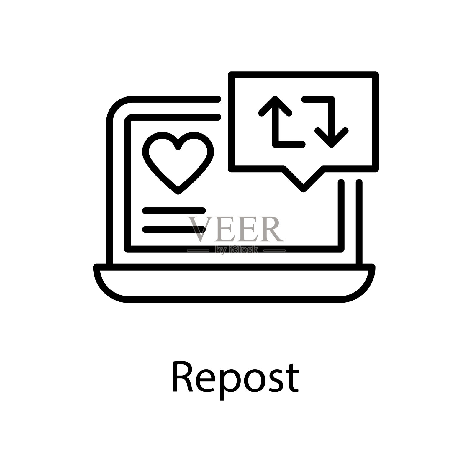 Repost矢量轮廓图标设计插图。活动符号在白色背景EPS 10文件插画图片素材