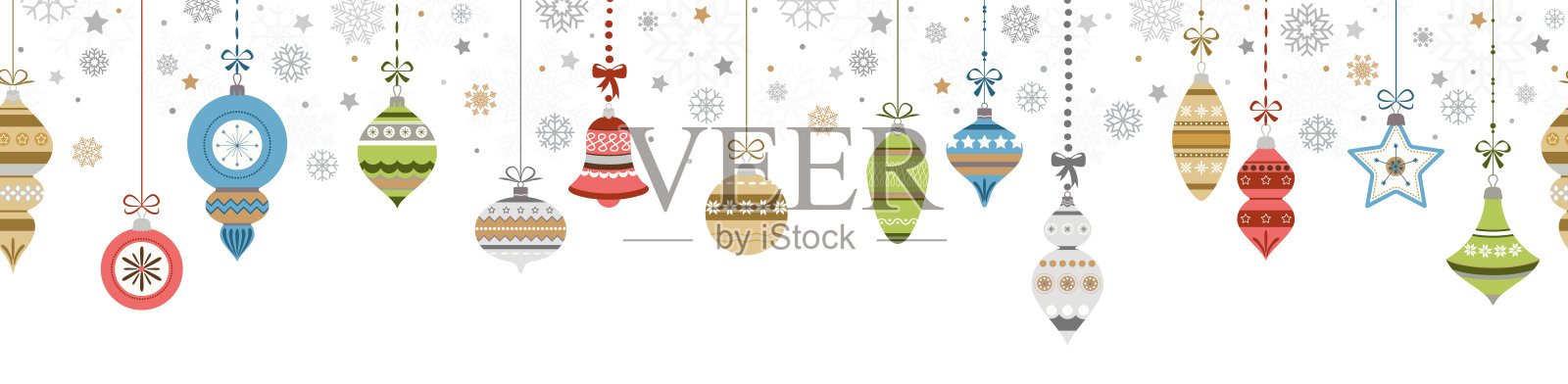 无缝复古圣诞装饰物插画图片素材