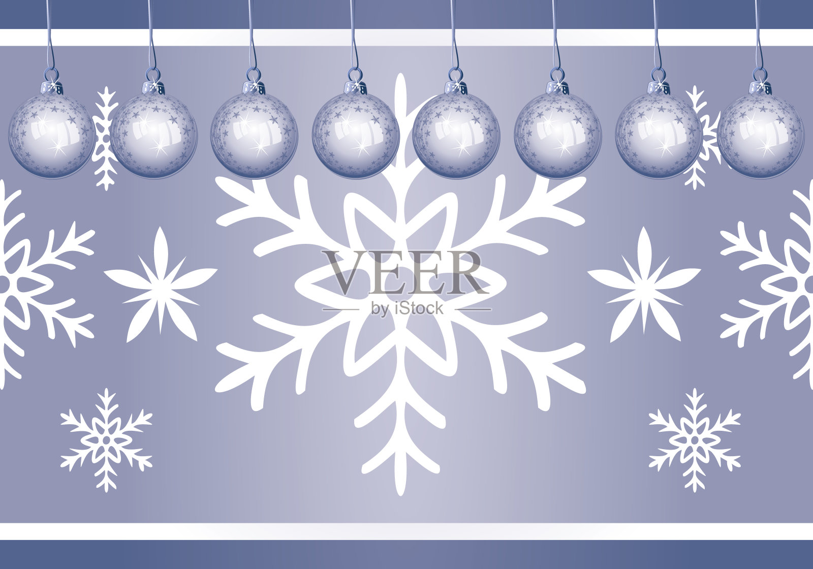 雪花和圣诞装饰旗。向量商业营销背景或壁纸。插画图片素材