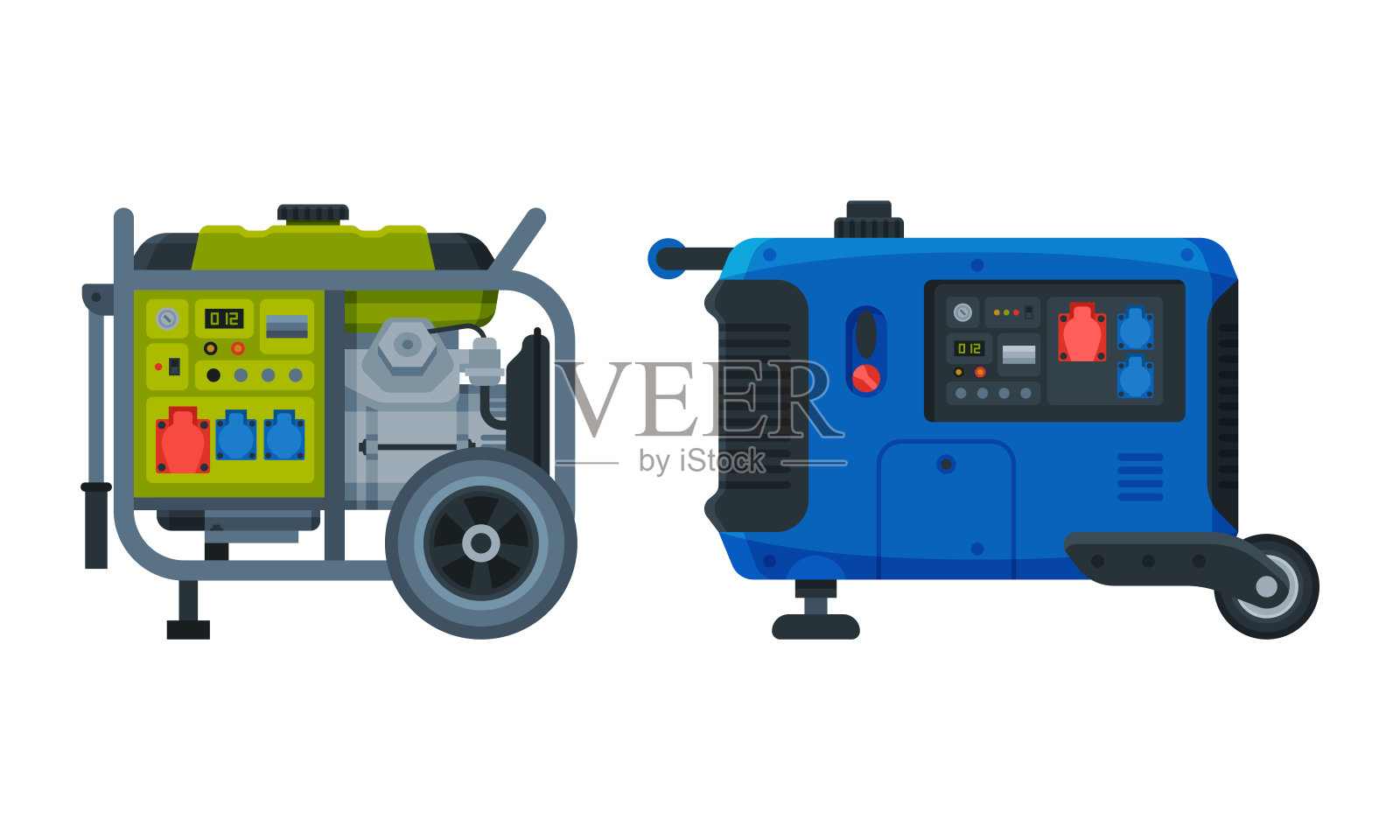 工业发电机组类型矢量机组插画图片素材