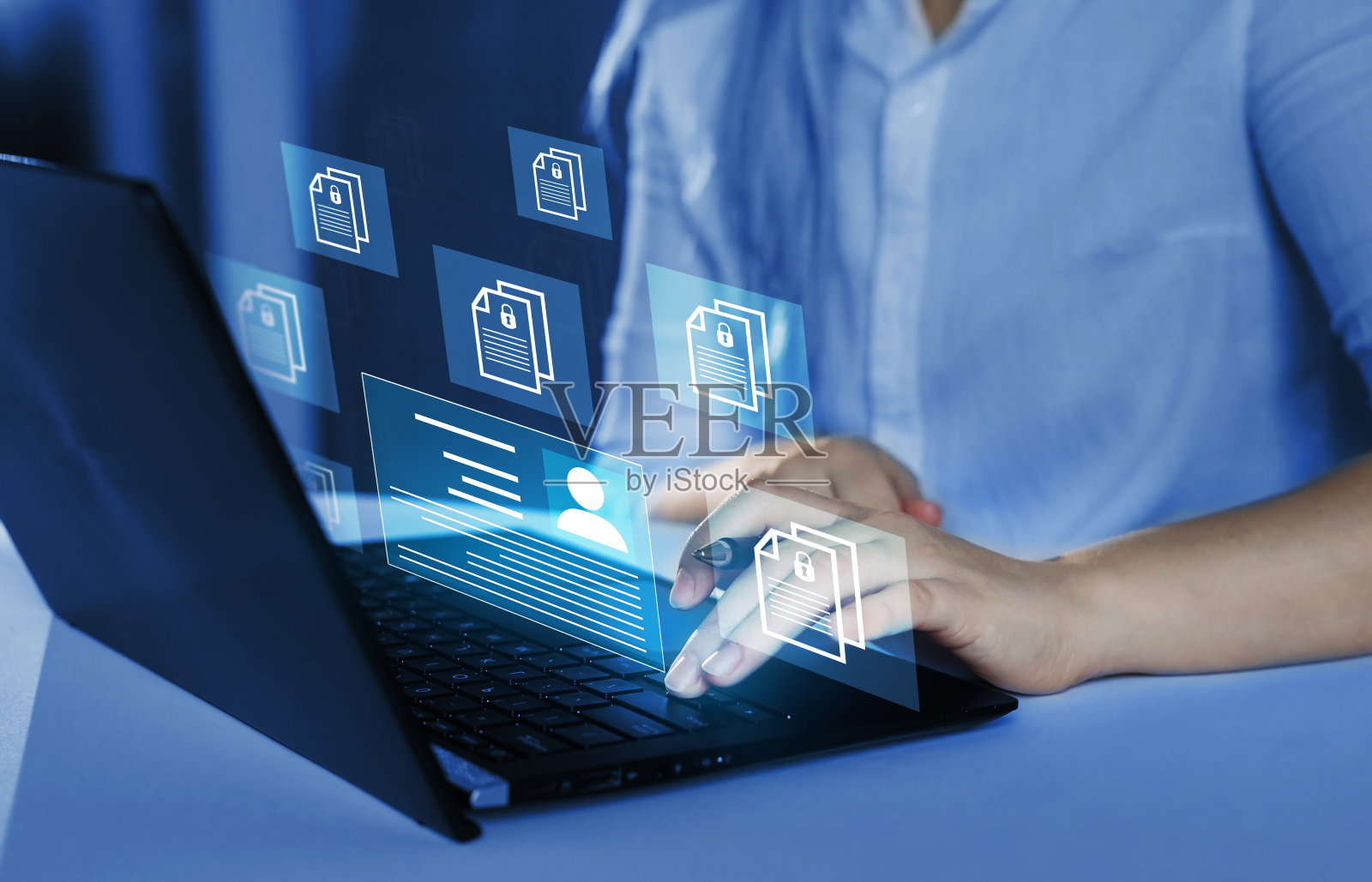 企业数据管理系统和文件管理系统具有员工隐私保护功能。员工保密。安全软件，搜索和管理公司文件和员工信息。照片摄影图片