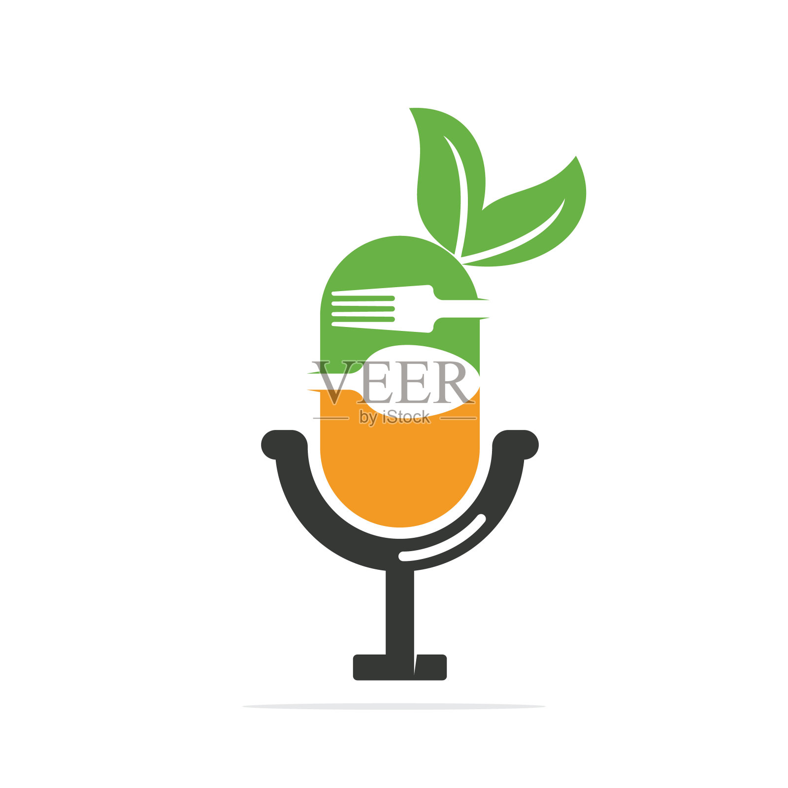 食物叉勺播客标志向量。插画图片素材