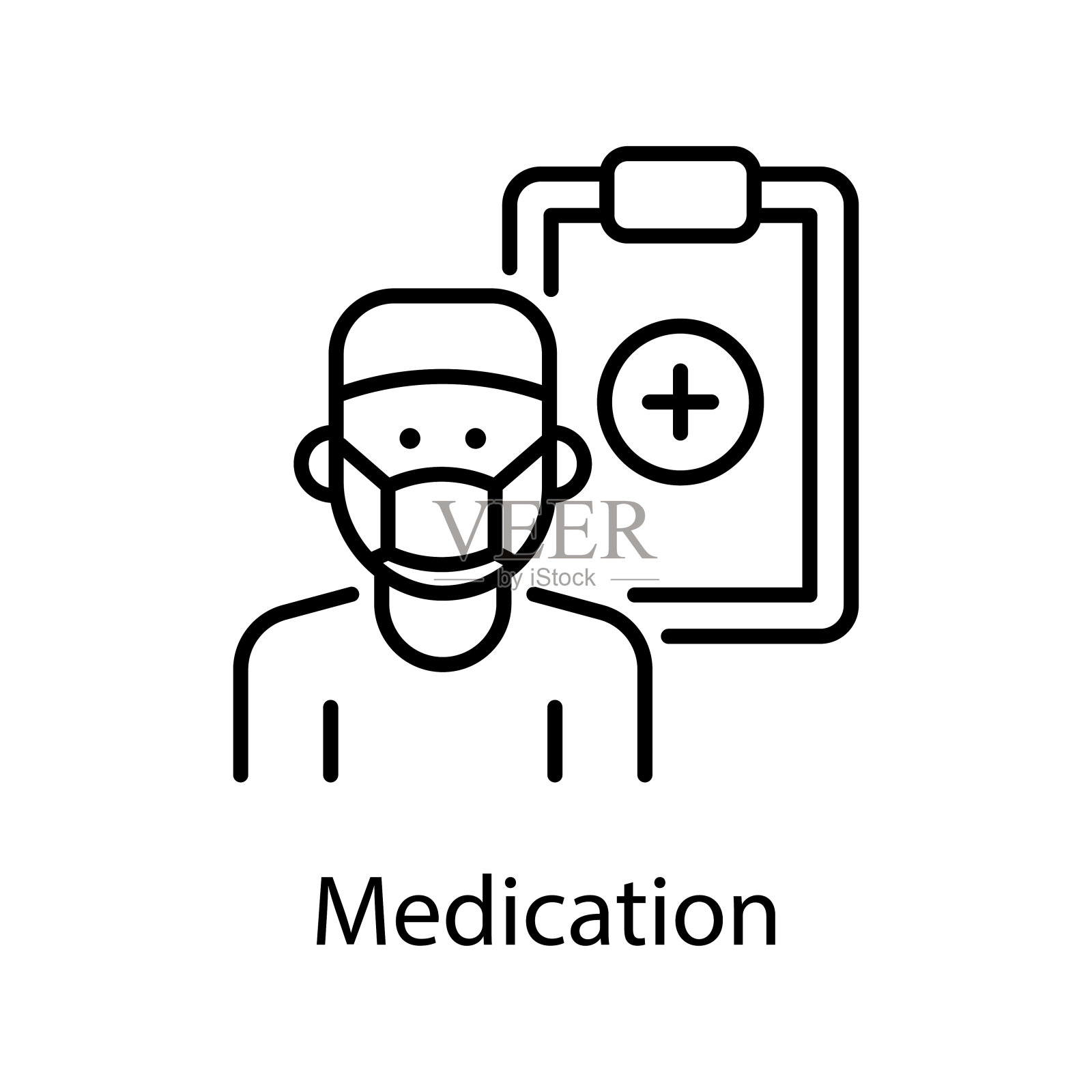 药物矢量轮廓图标设计插图。活动符号在白色背景EPS 10文件插画图片素材