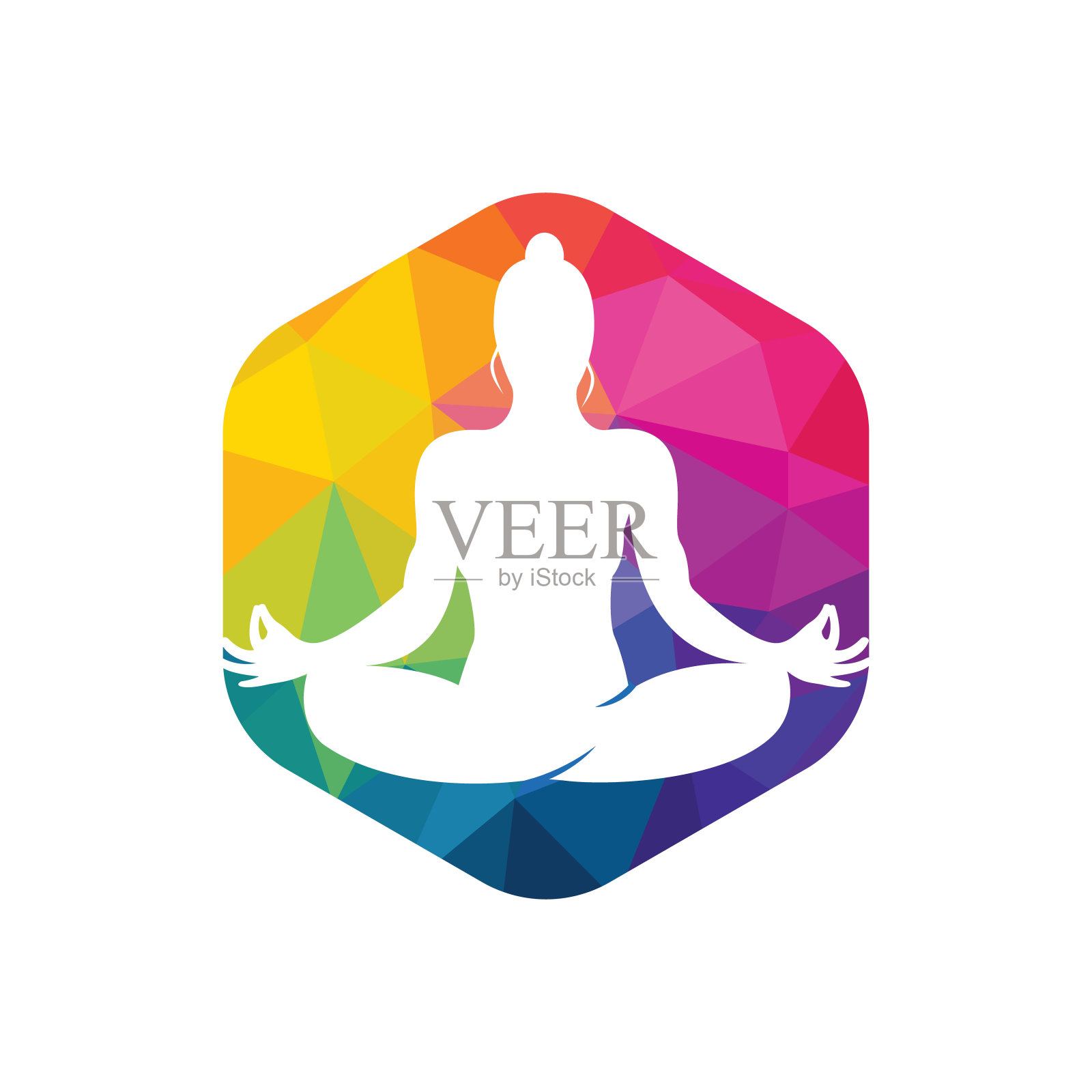 年轻女子在瑜伽姿势，向量标志模板。插画图片素材