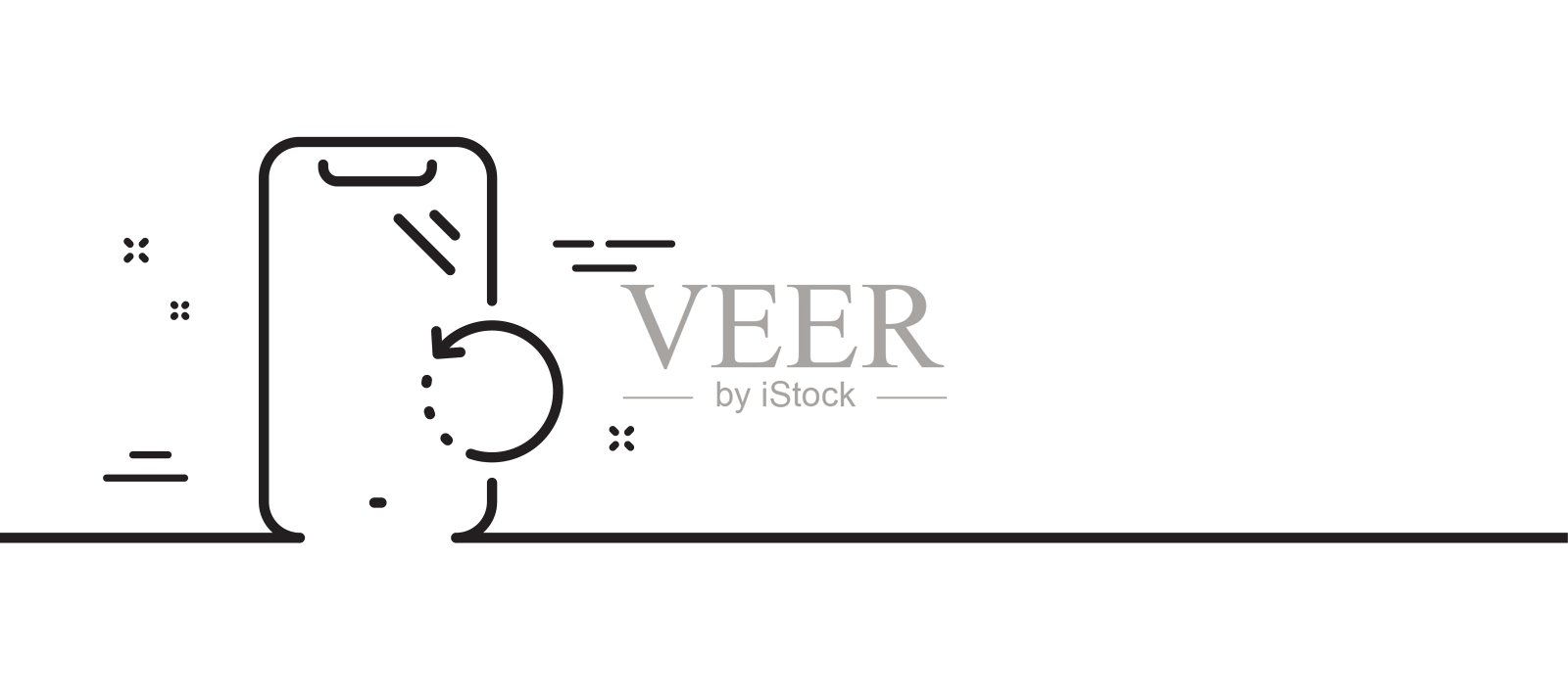 智能手机恢复线图标。手机备份的迹象。移动设备。最小的线条图案横幅。向量插画图片素材