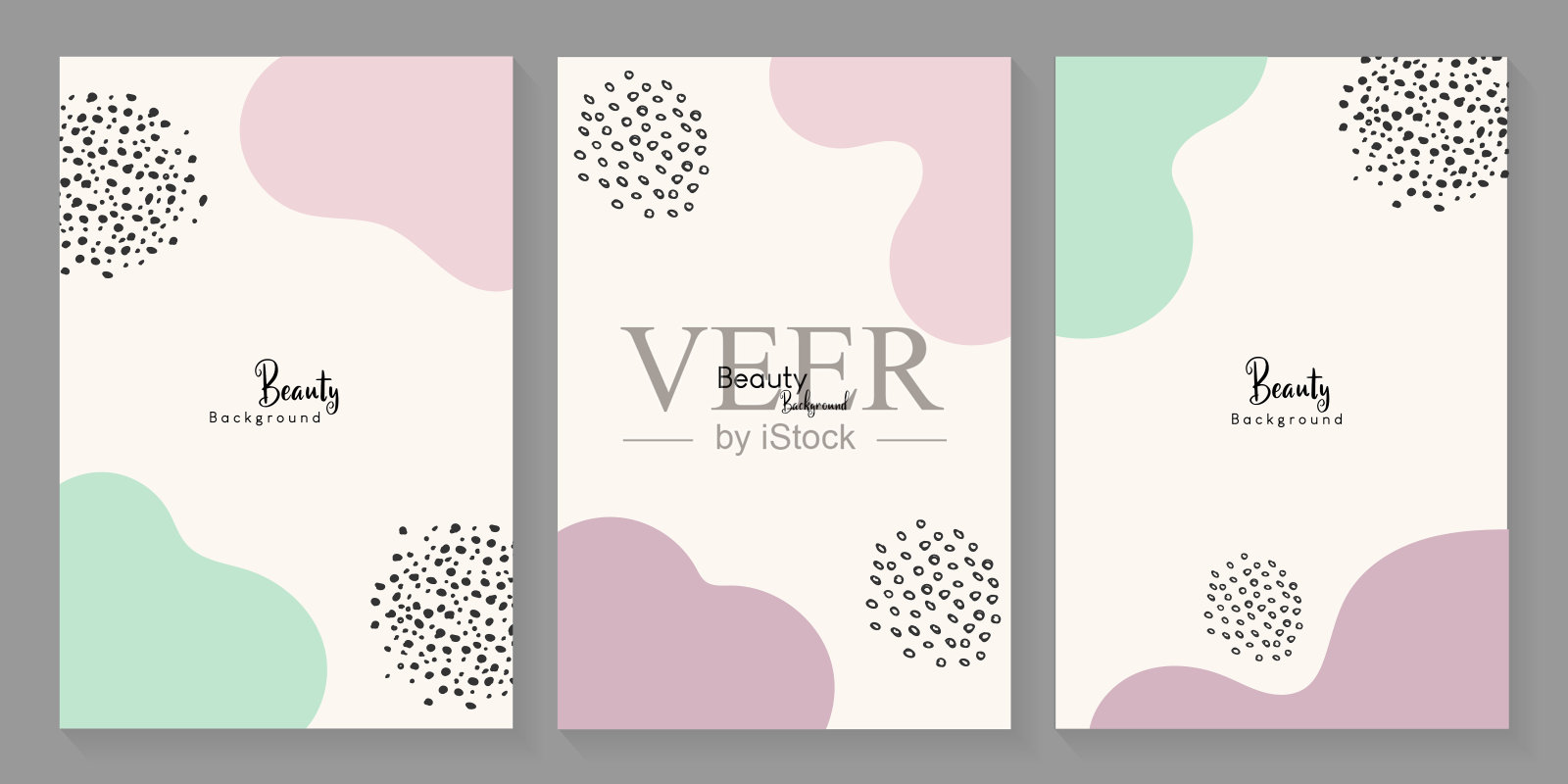 抽象的背景与有机形状和手绘线在柔和的颜色。带有文本空间的现代设计模板。最小的时尚封面品牌设计。矢量图插画图片素材