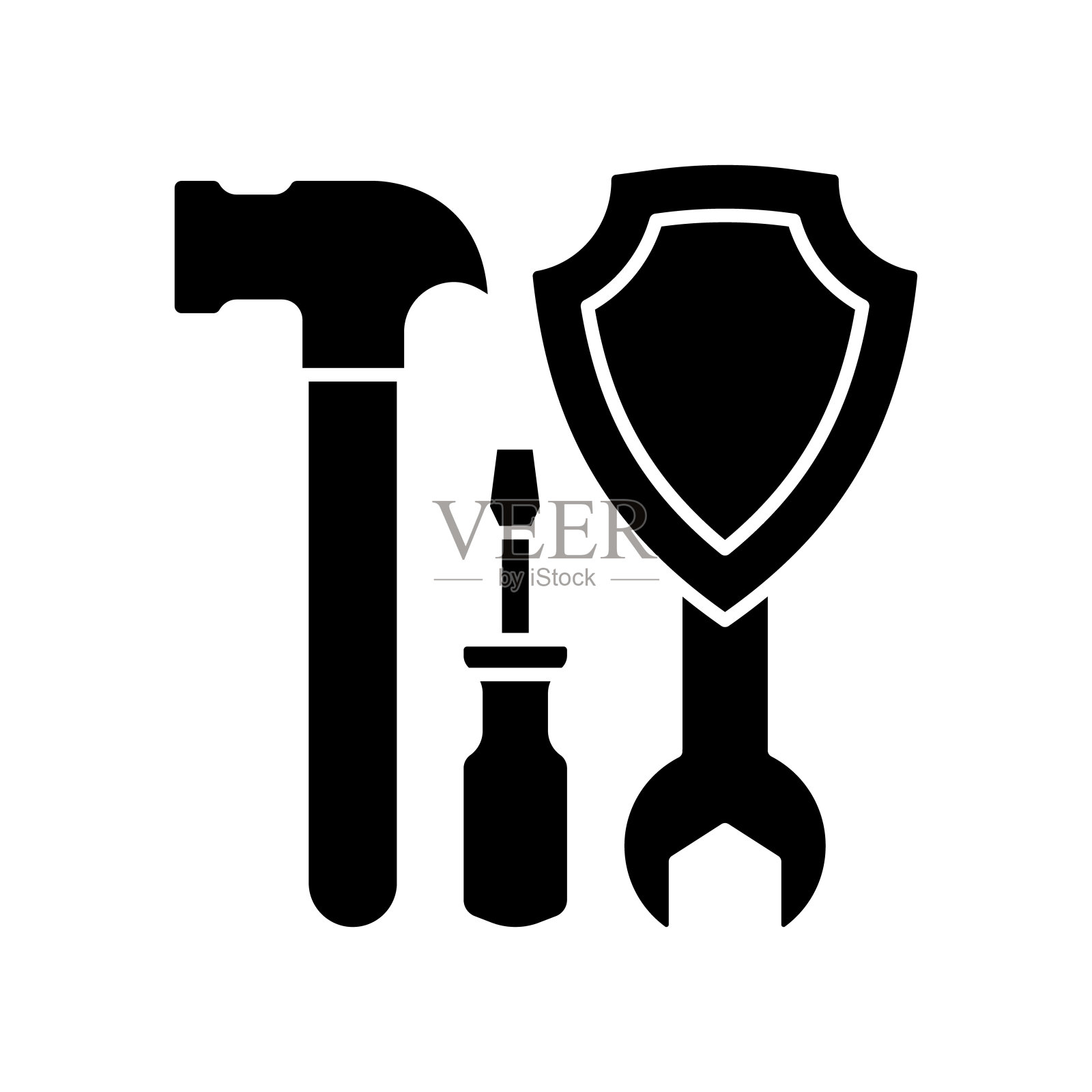 工人保险黑色字形图标图标素材