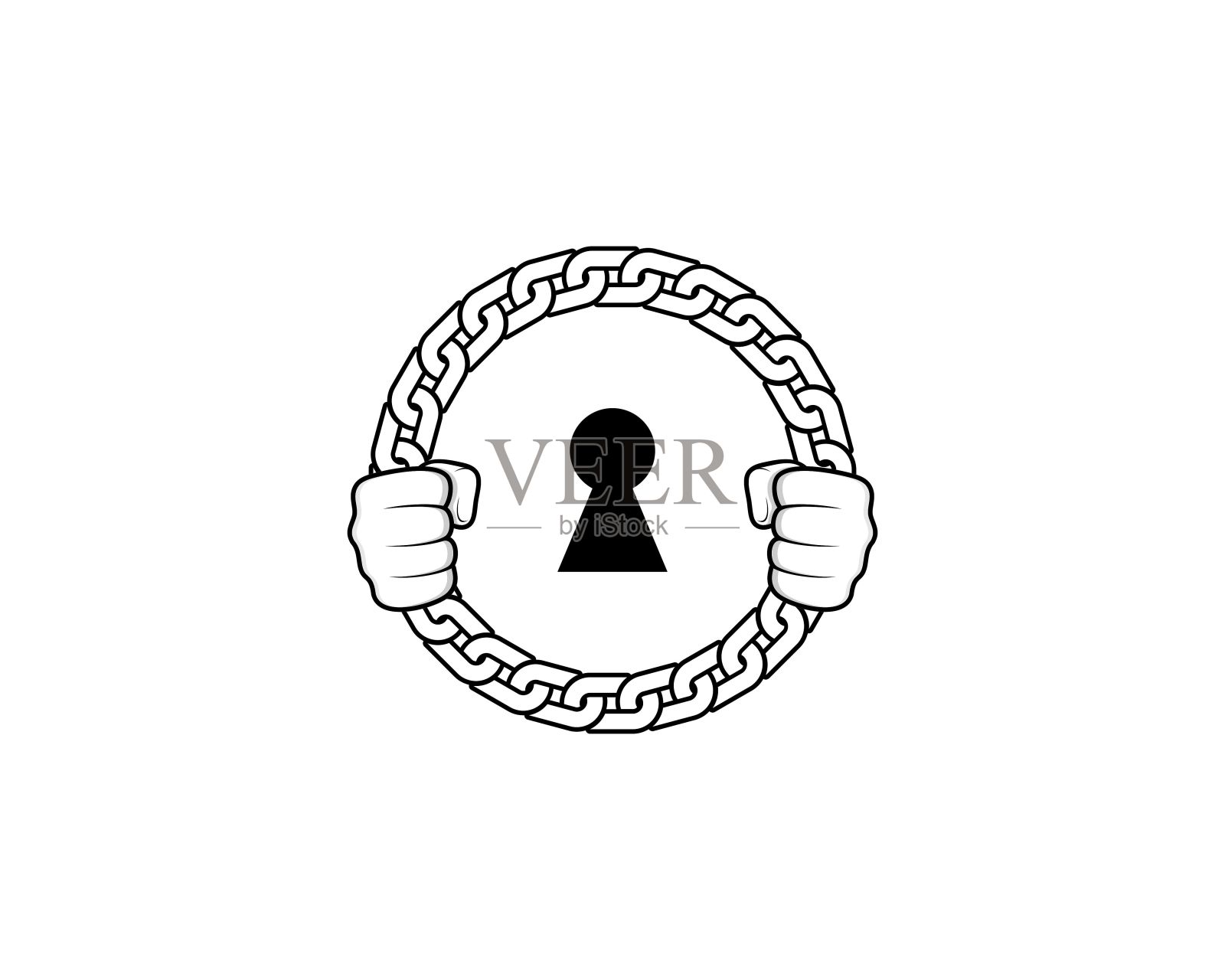 手握锁链的插图插画图片素材