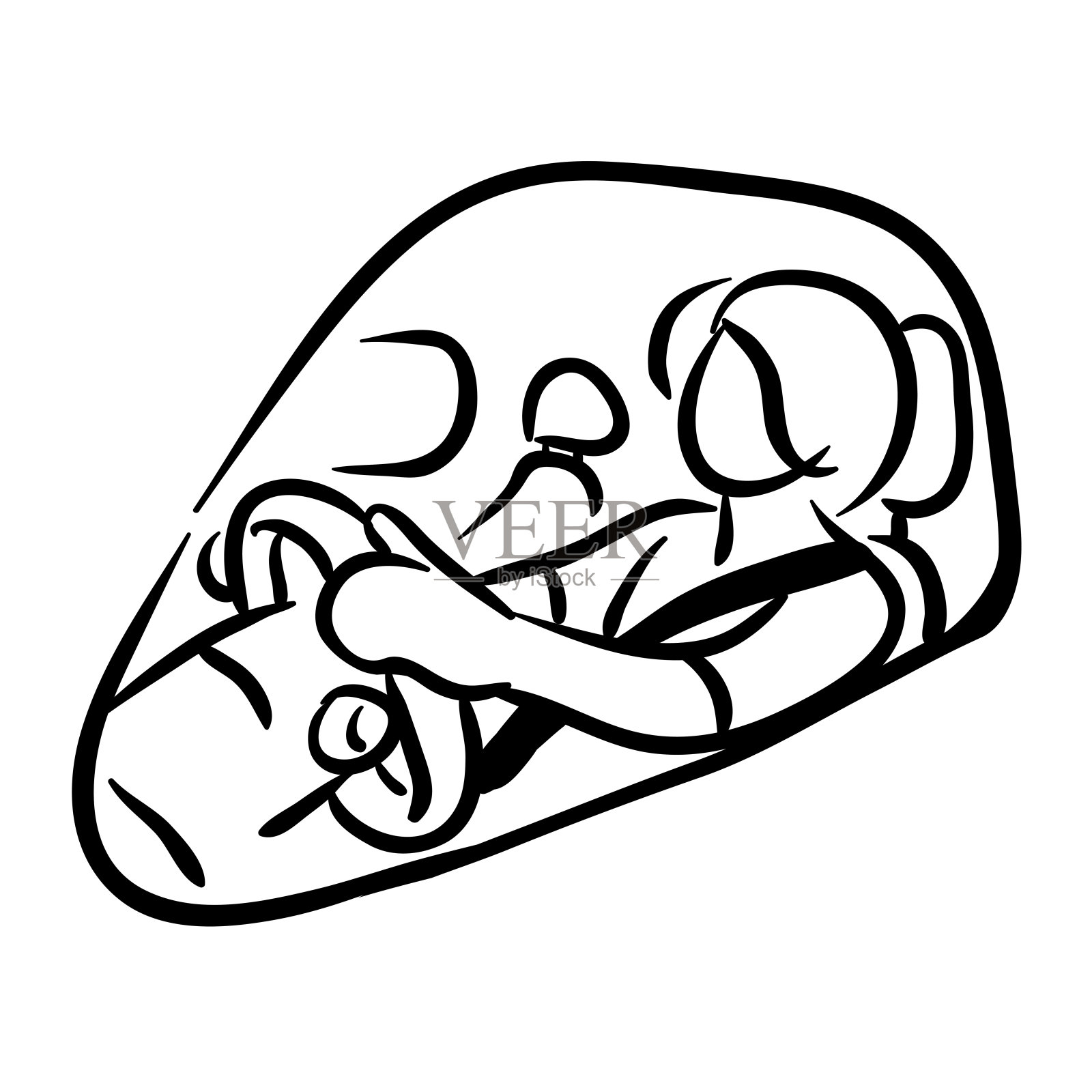 女司机线条艺术插画图片素材