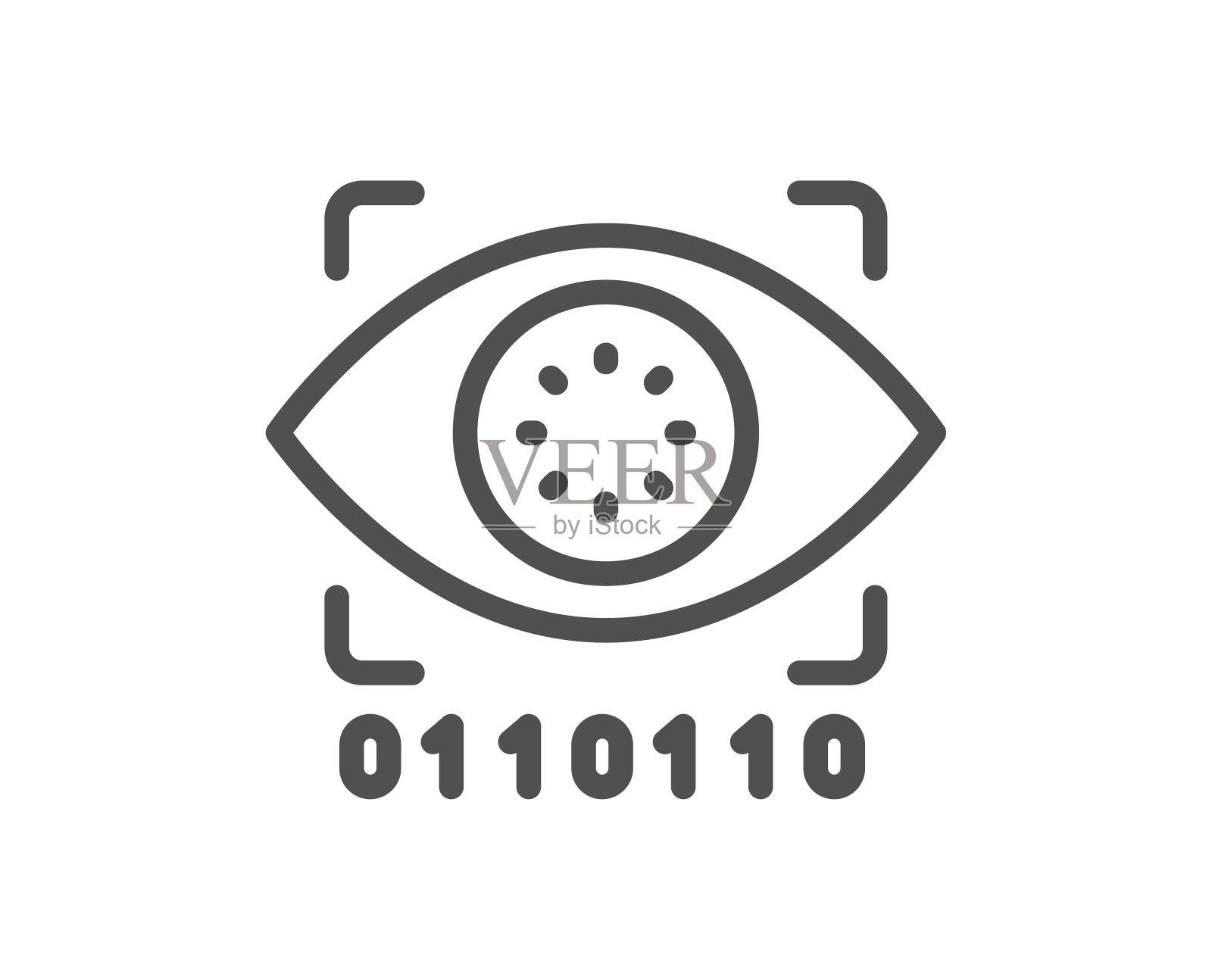 人工智能线图标。视网膜访问签。向量图标素材