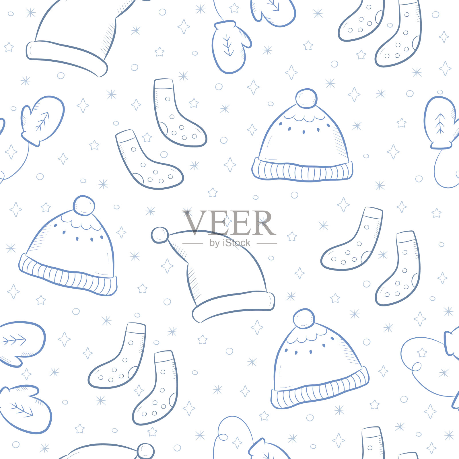 无缝图案与冬季配件插画图片素材