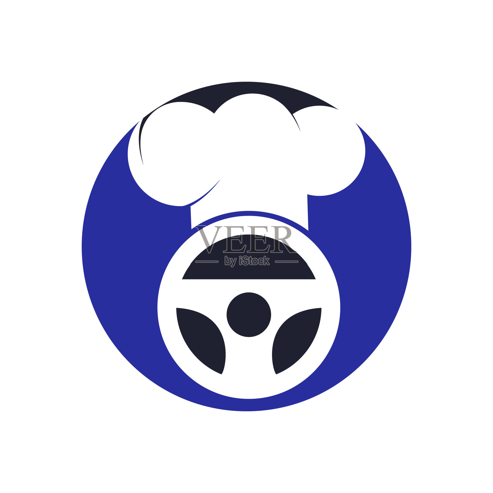 餐饮矢量食品配送标志设计。方向盘和厨师帽图标。插画图片素材