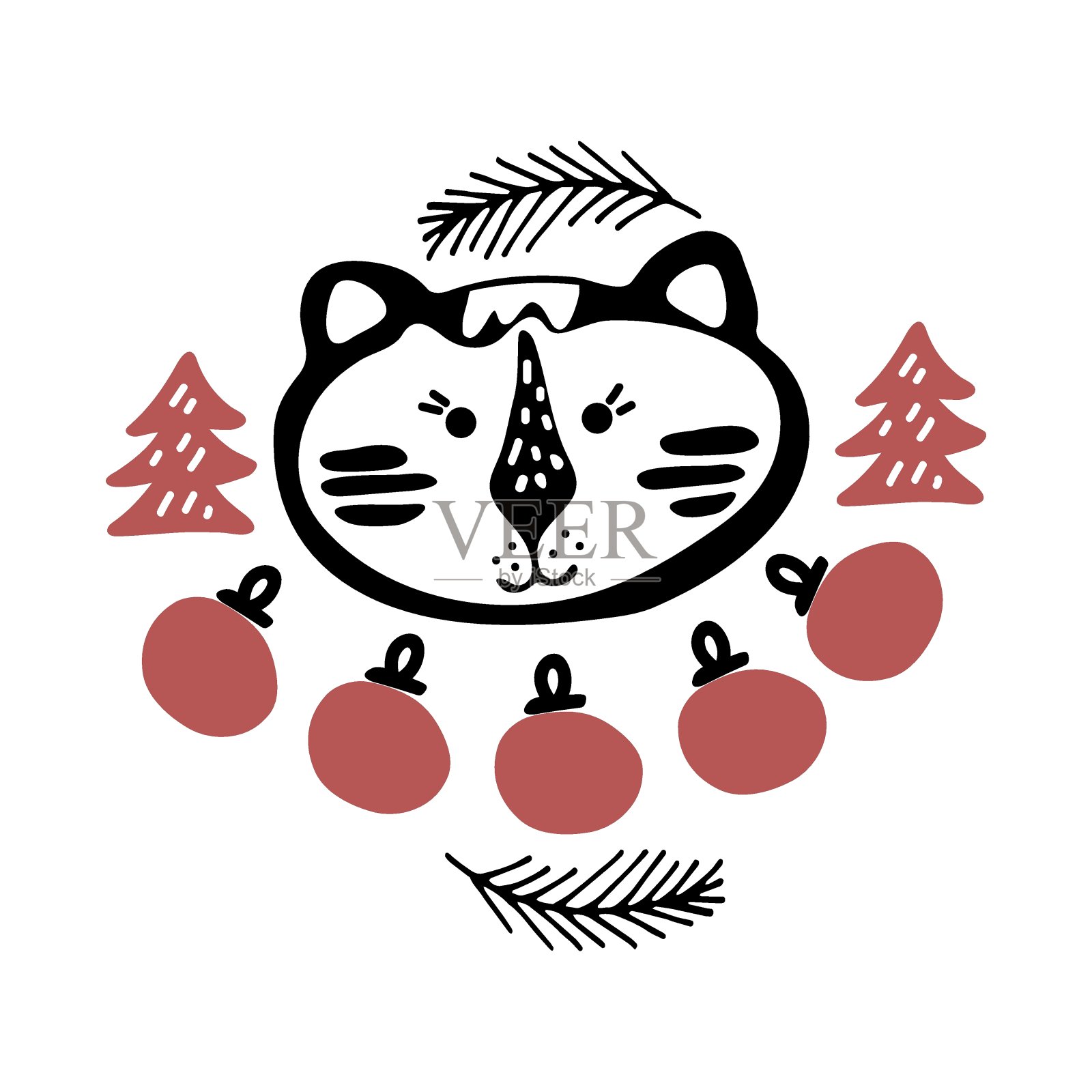 圣诞花环插画图片素材