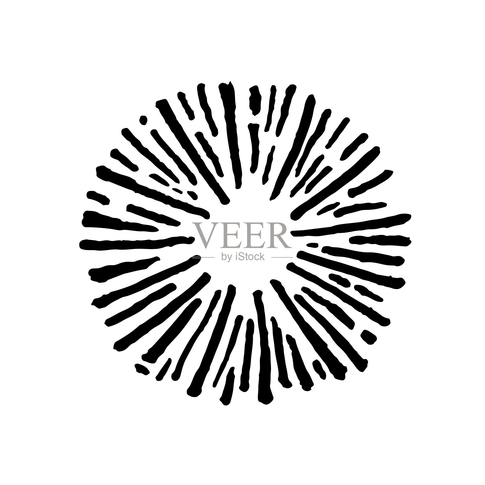 手绘复古太阳爆发。标志、标签、邮票、t恤、旗帜、会徽的爆光设计元素。矢量图插画图片素材