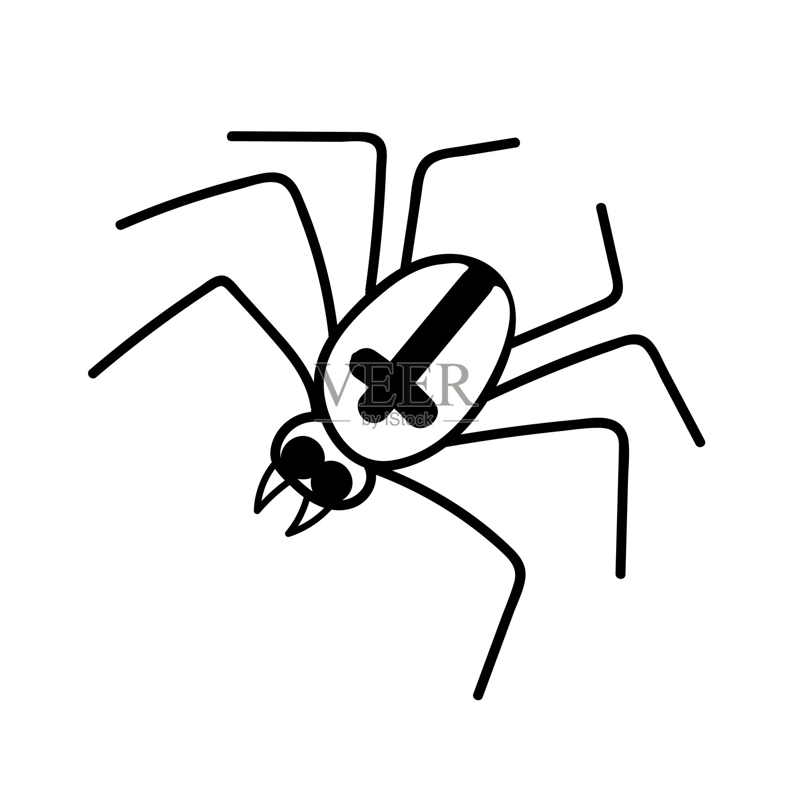 毒蜘蛛的涂鸦线条艺术。手绘矢量插图。昆虫的野生生命。从节日万圣节的集合图标插画图片素材