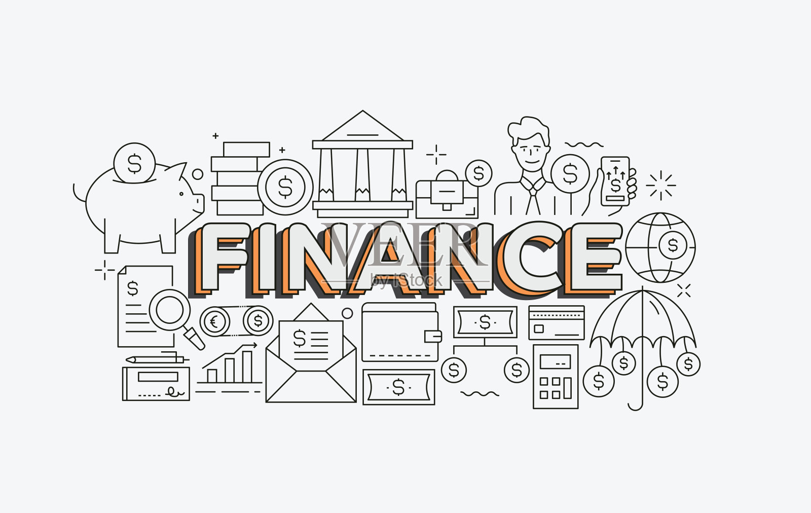 与财务相关的图案和线条图标。工作流布局与线性图标。可编辑的模板。财务相关流程信息图模板。工作流布局与线性图标。可编辑的模板。插画图片素材