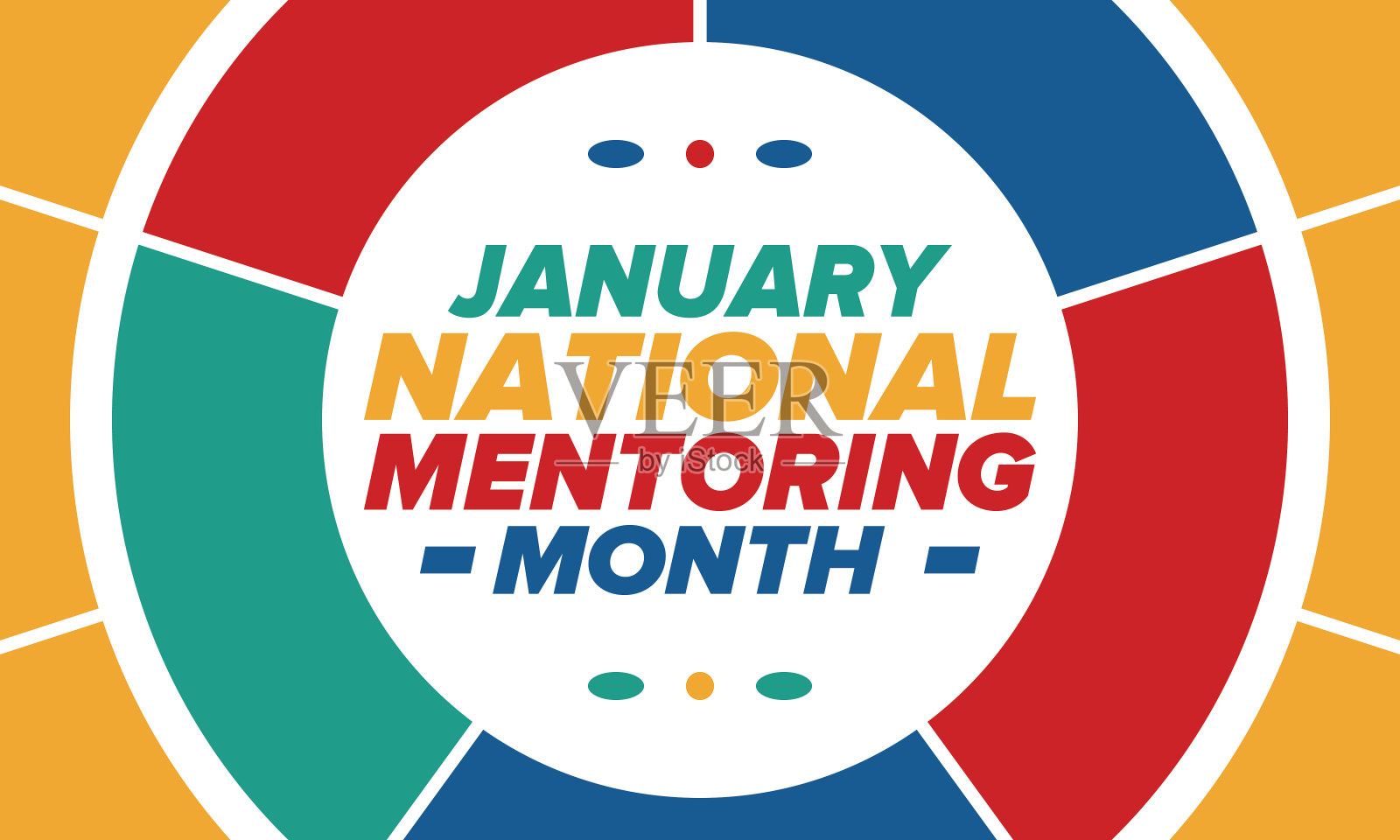1月份是全国辅导月。每年在美国庆祝。个人导师，教练或老师。免费的知识。教育的概念。帮助学生学习、训练。向量的海报插画图片素材