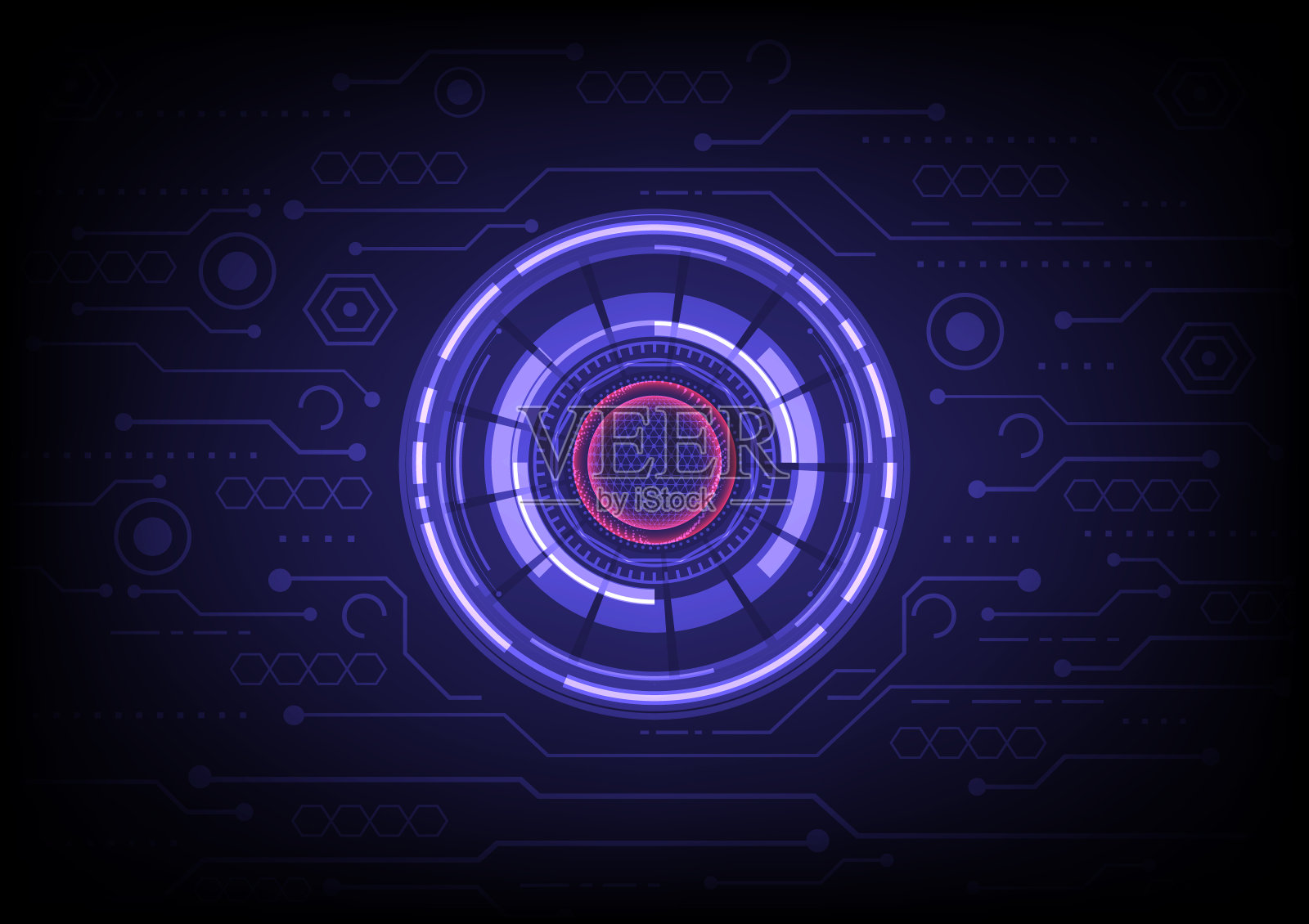 技术背景。霓虹灯的效果。电路板的概念。高科技数码技术。插画图片素材