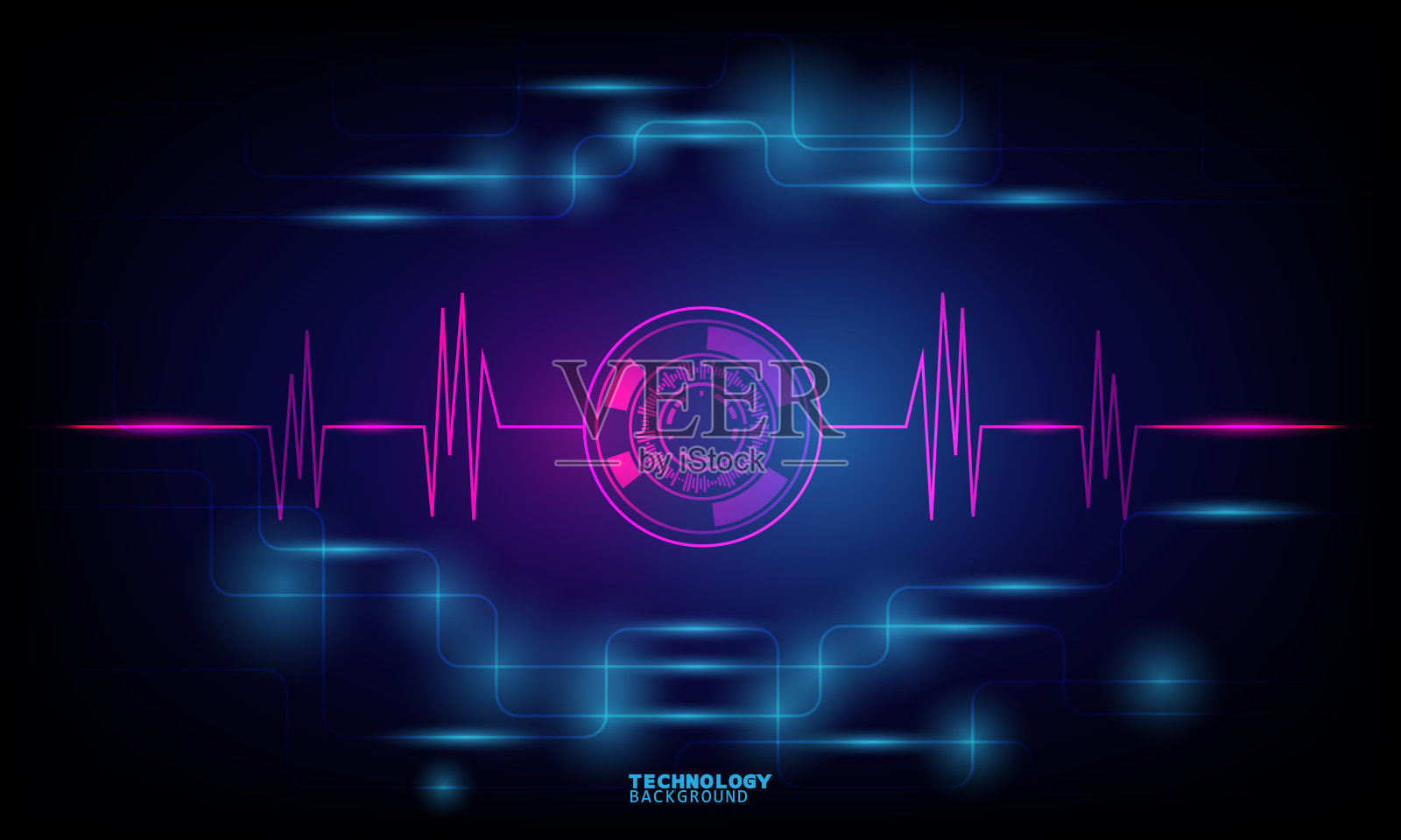 矢量插图技术与线条图案在深蓝色的背景。插画图片素材