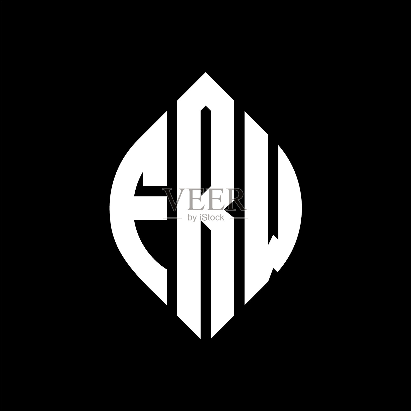 FRW圆形字母标志设计与圆形和插画图片素材