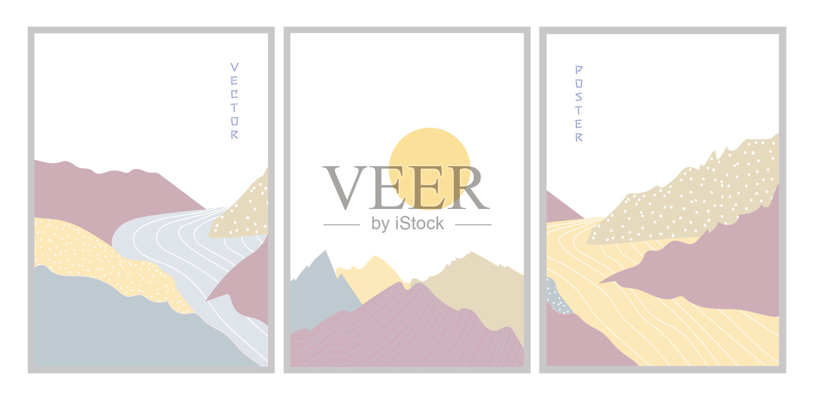 抽象山景海报。矢量插图。海报插画图片素材