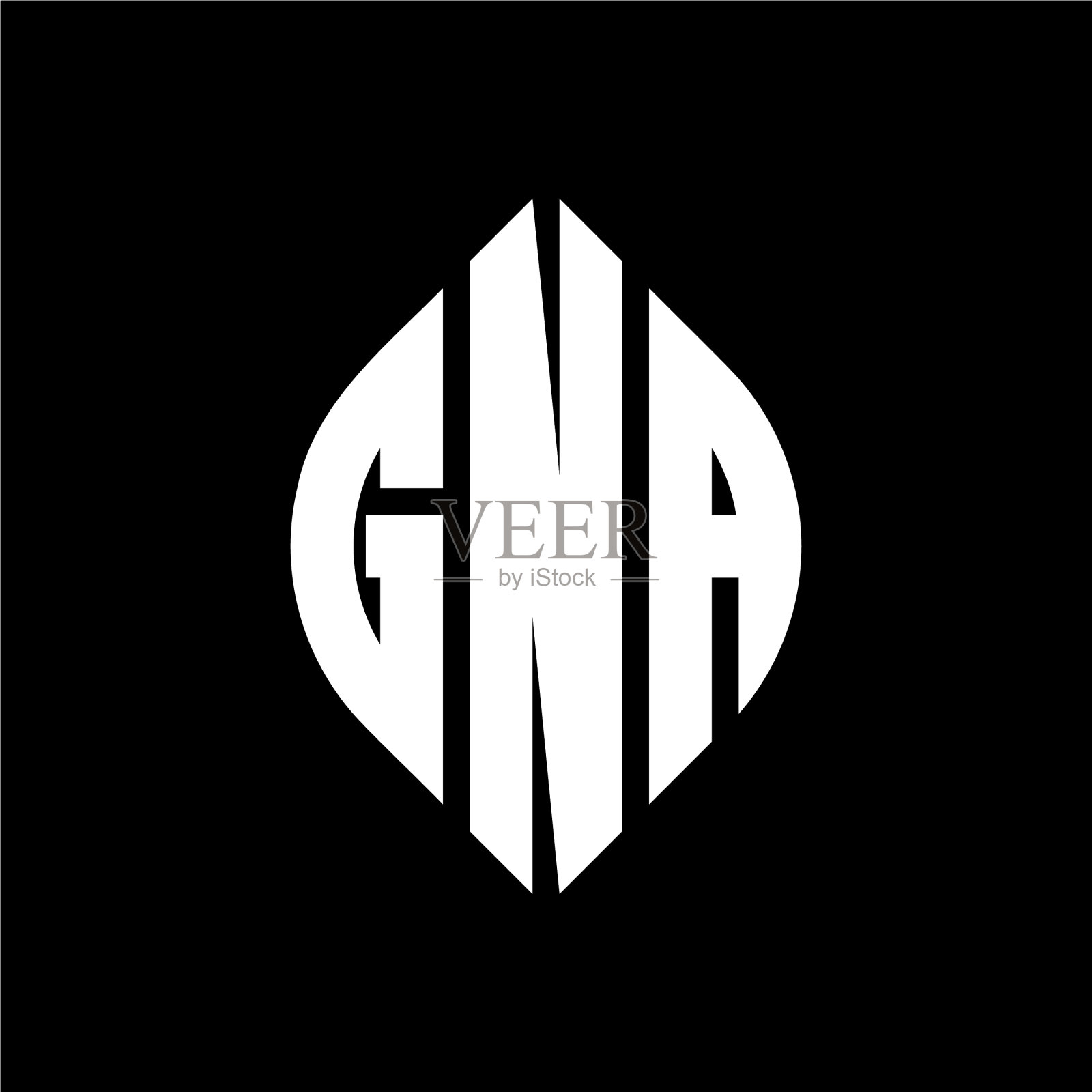 Gna圆形字母标志设计与圆形和插画图片素材