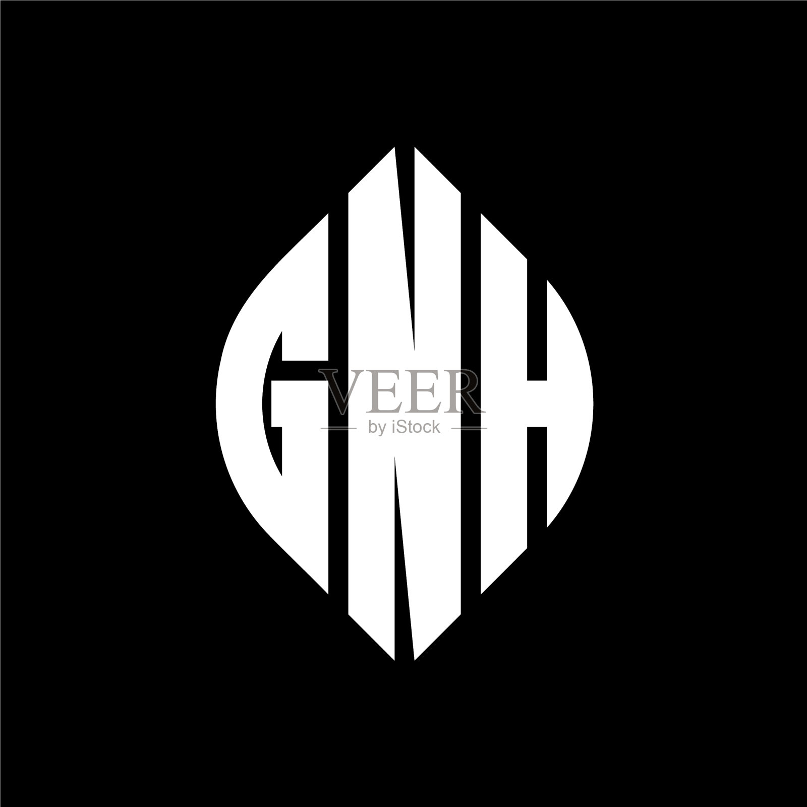 GNH圆形字母标志设计与圆形和插画图片素材