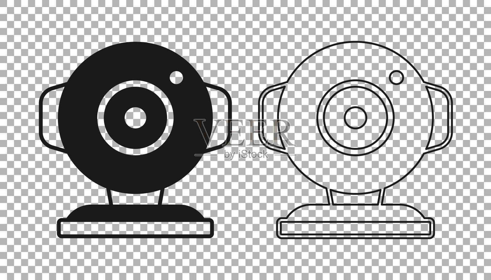 黑色网络摄像头图标孤立的透明背景。摄像头聊天。摄像头图标。向量图标素材