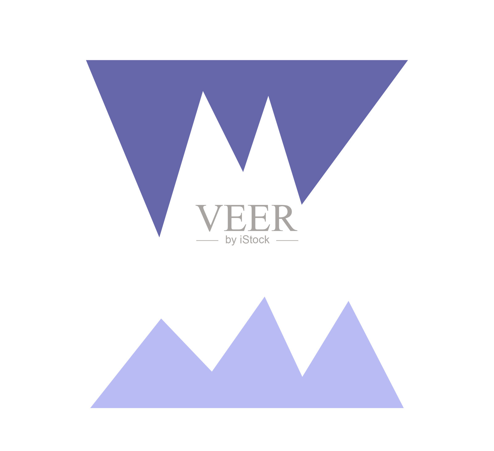 矢量平面简化概念与紫色(非常接近)和淡紫色几何元素。插图与孤立的手画形状看起来像冰柱和雪堆插画图片素材