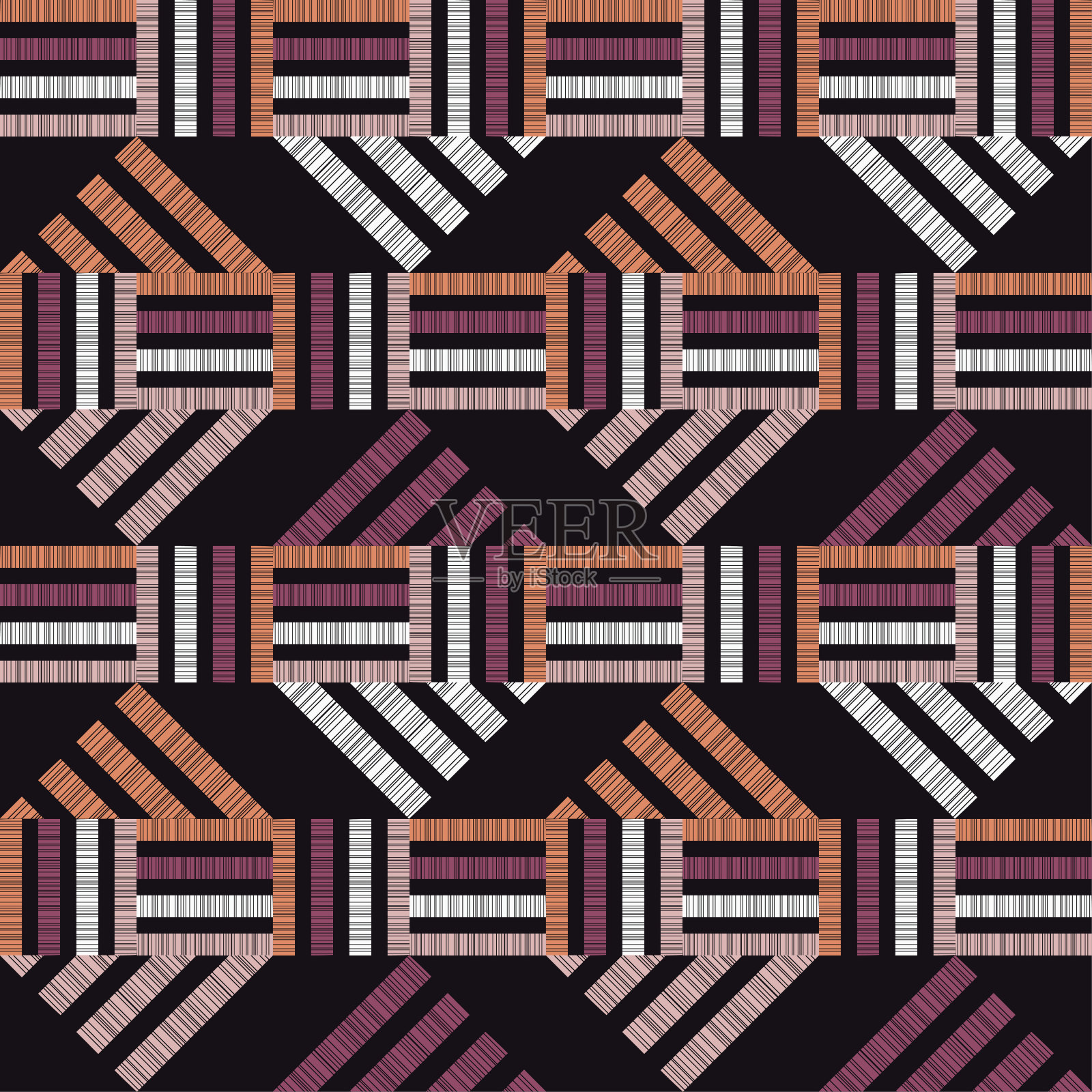 带有传统民间几何图案的纳瓦霍马赛克地毯。插画图片素材