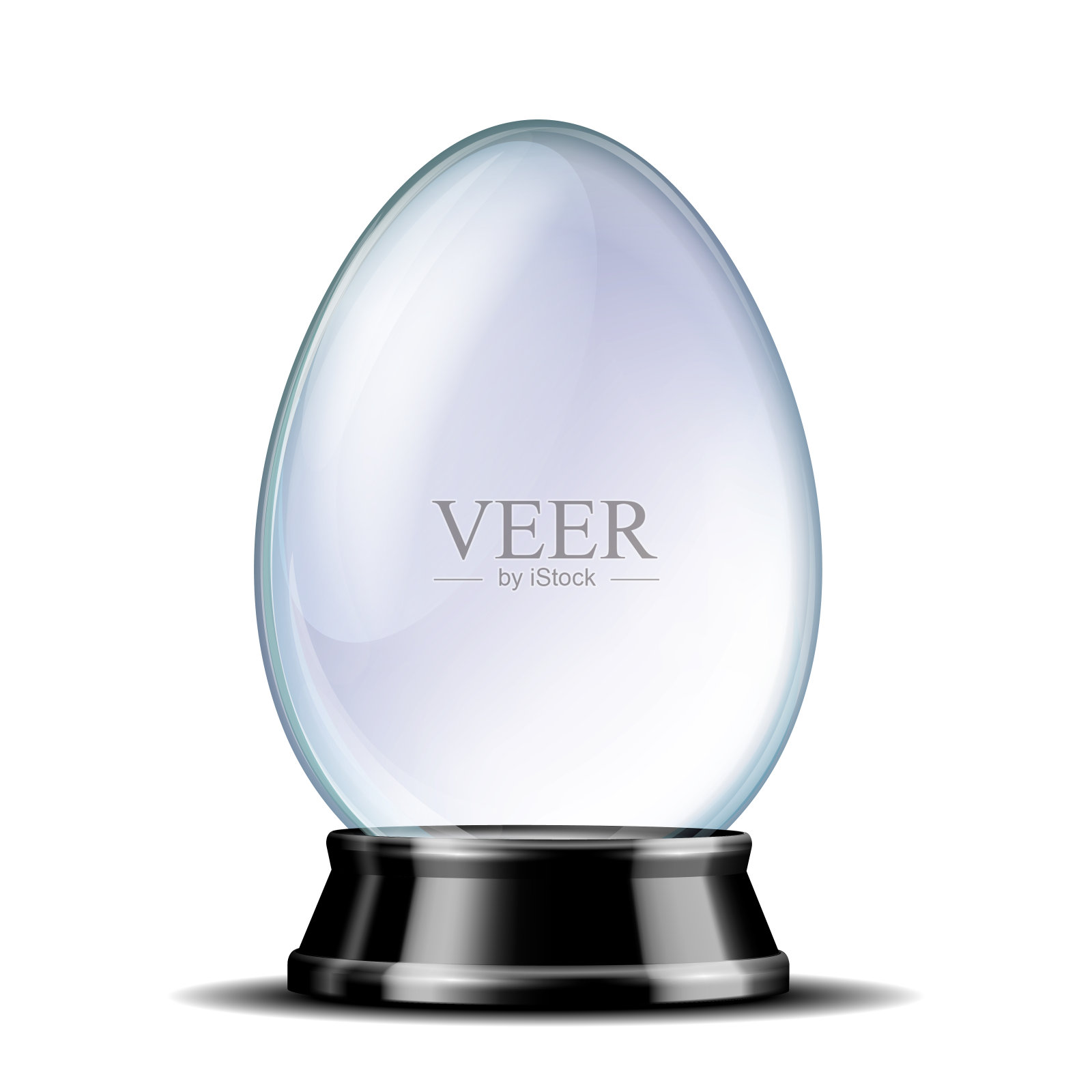 黑色底座上的透明玻璃蛋。矢量插图孤立的白色插画图片素材