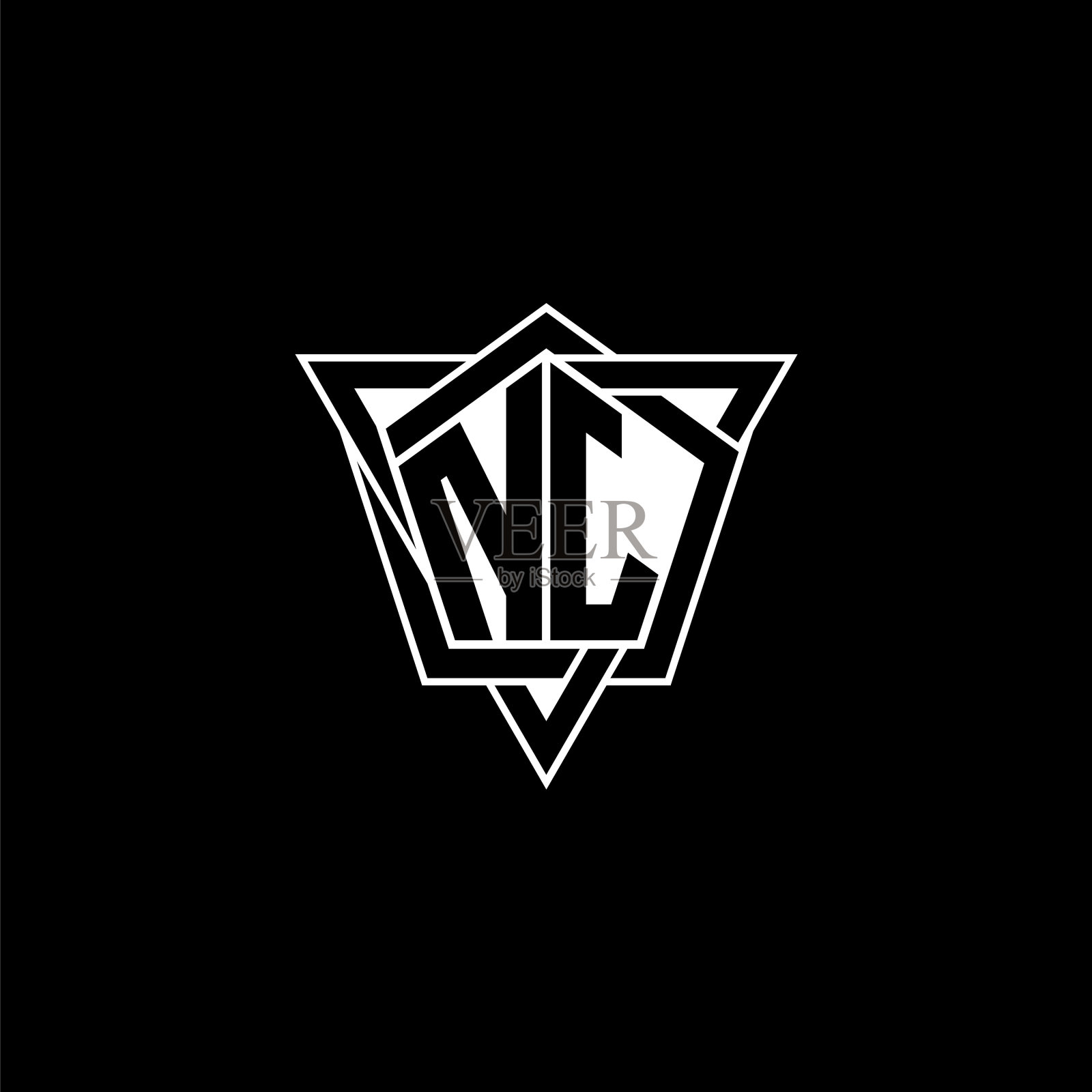 Nj标志字母组合几何现代设计插画图片素材