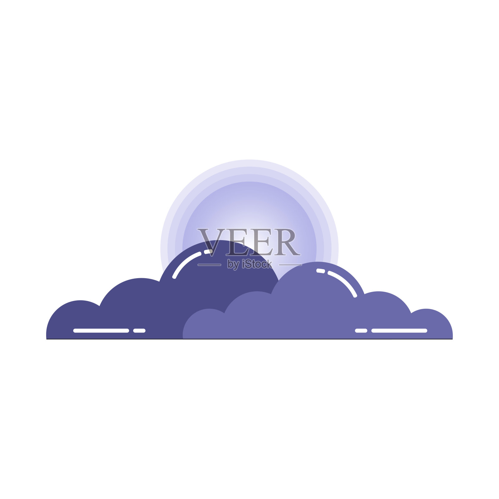 太阳躲在乌云后面，预报天气多云。矢量插图。插画图片素材