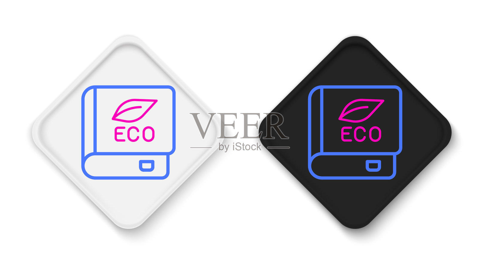 行书关于生态图标孤立的白色背景。生物学的书。色彩斑斓的轮廓的概念。向量图标素材